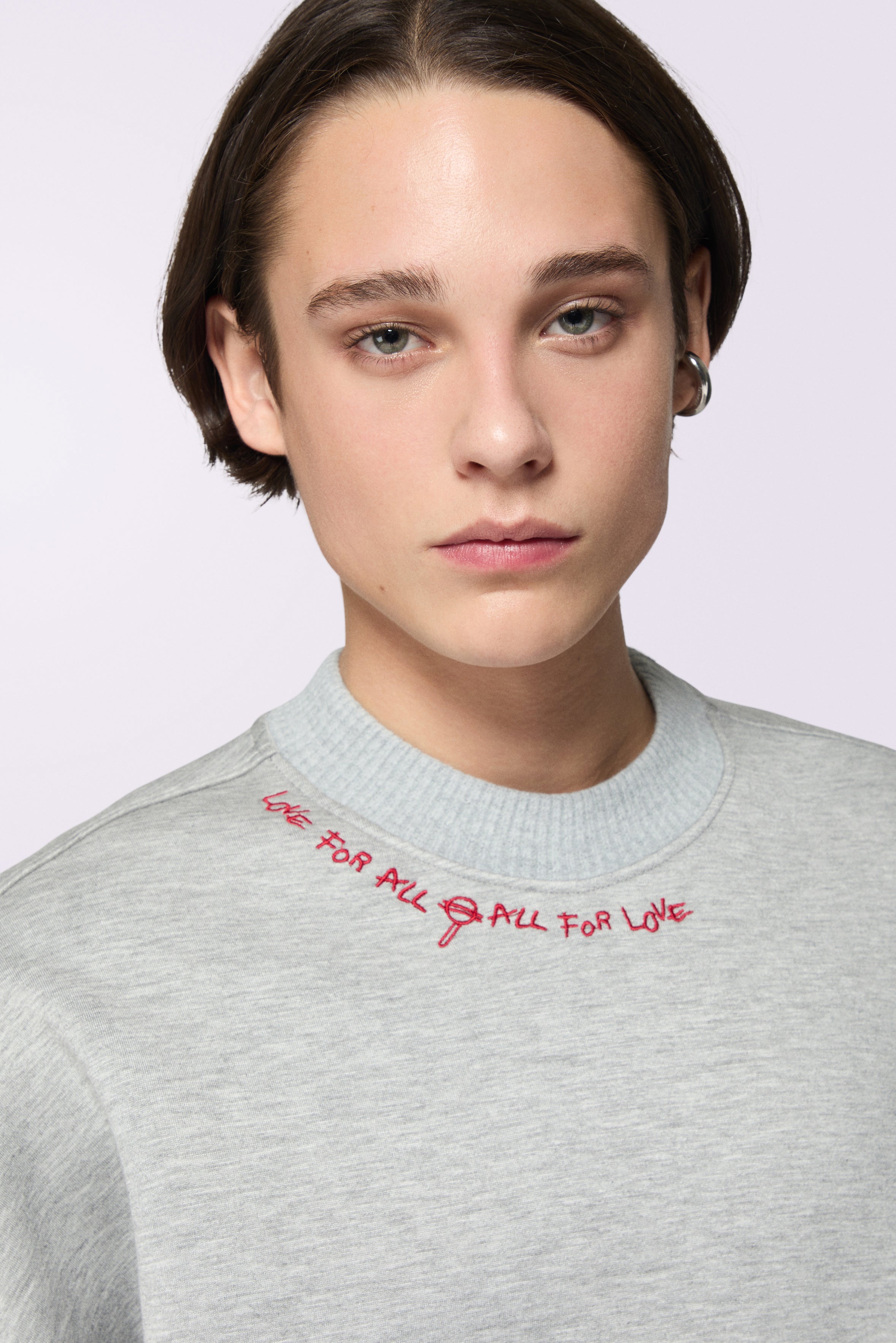 Felpa in Neoprene Ricamata Grigia