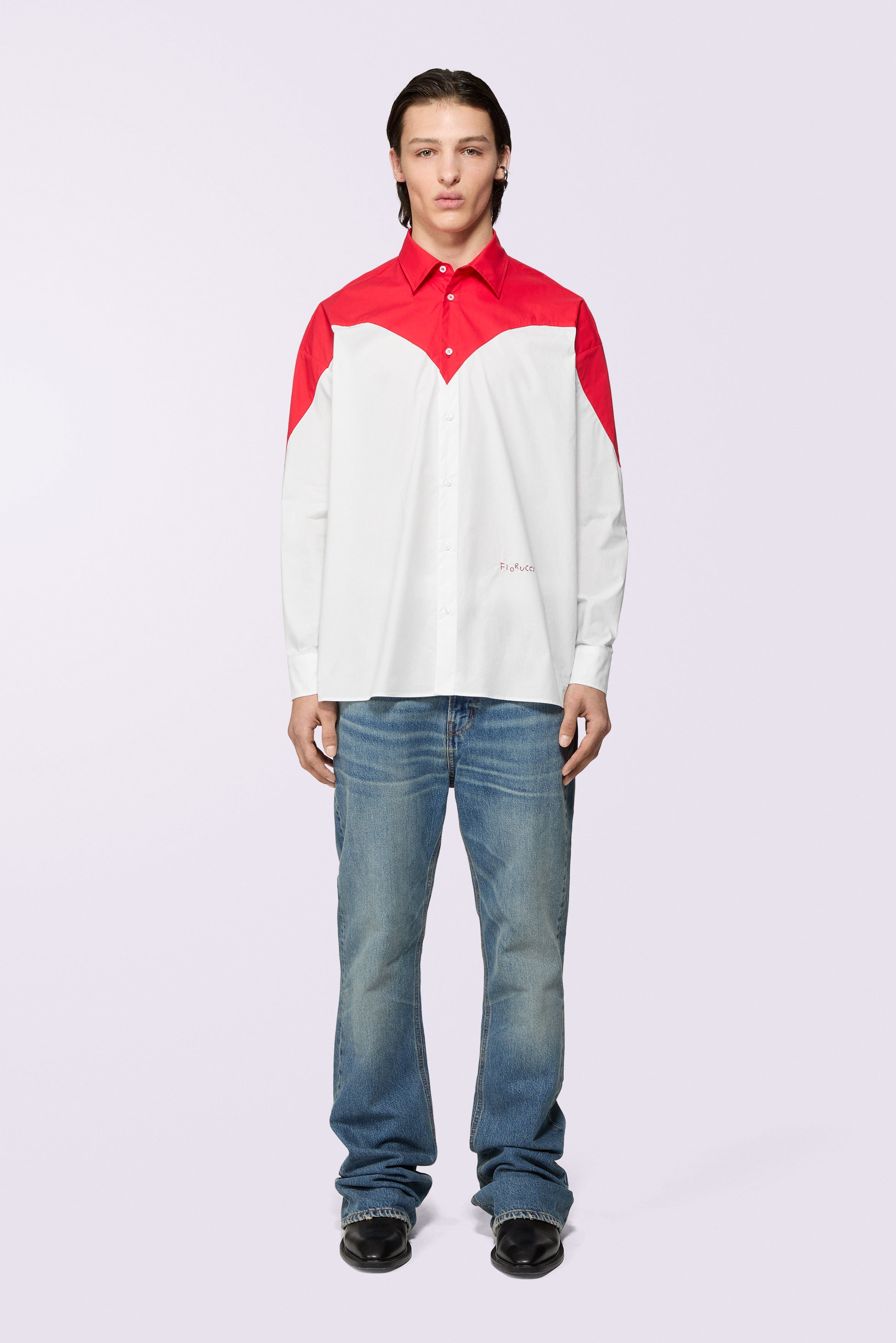 Embroidered Heart Shirt Red