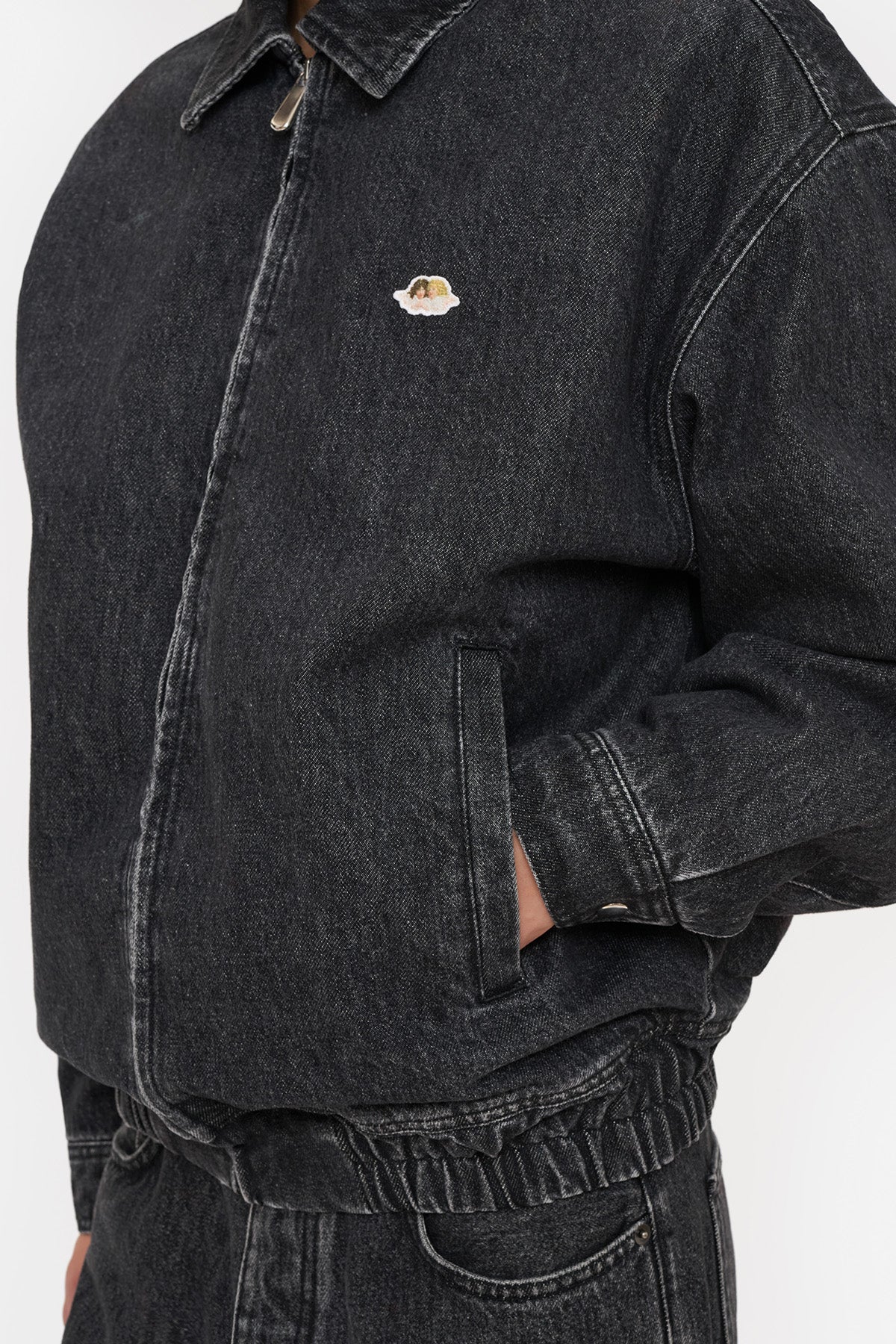 Salt and Pepper Angels Patch Bomber Jacket