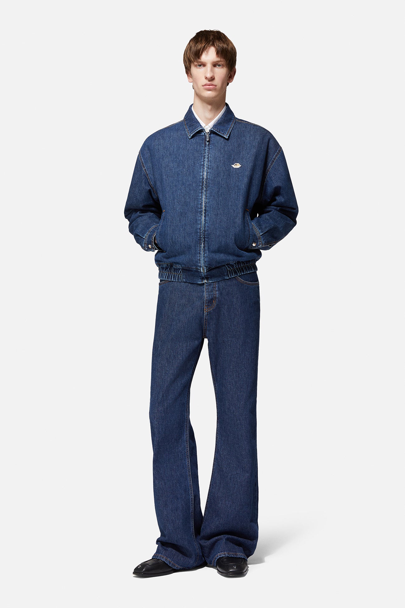Angels Patch Denim Bomber Jacket