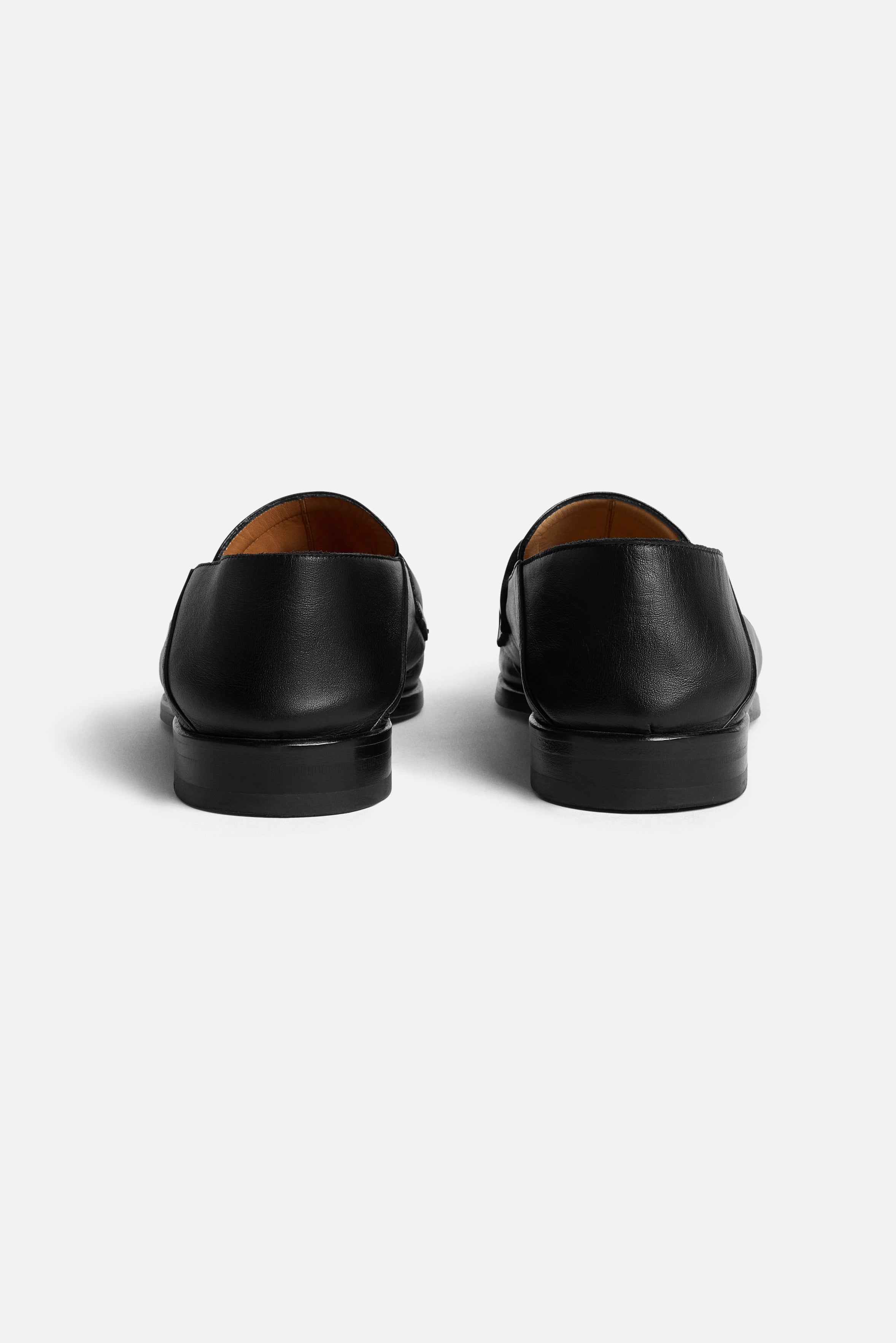 Leather Heart Stud Loafers Black