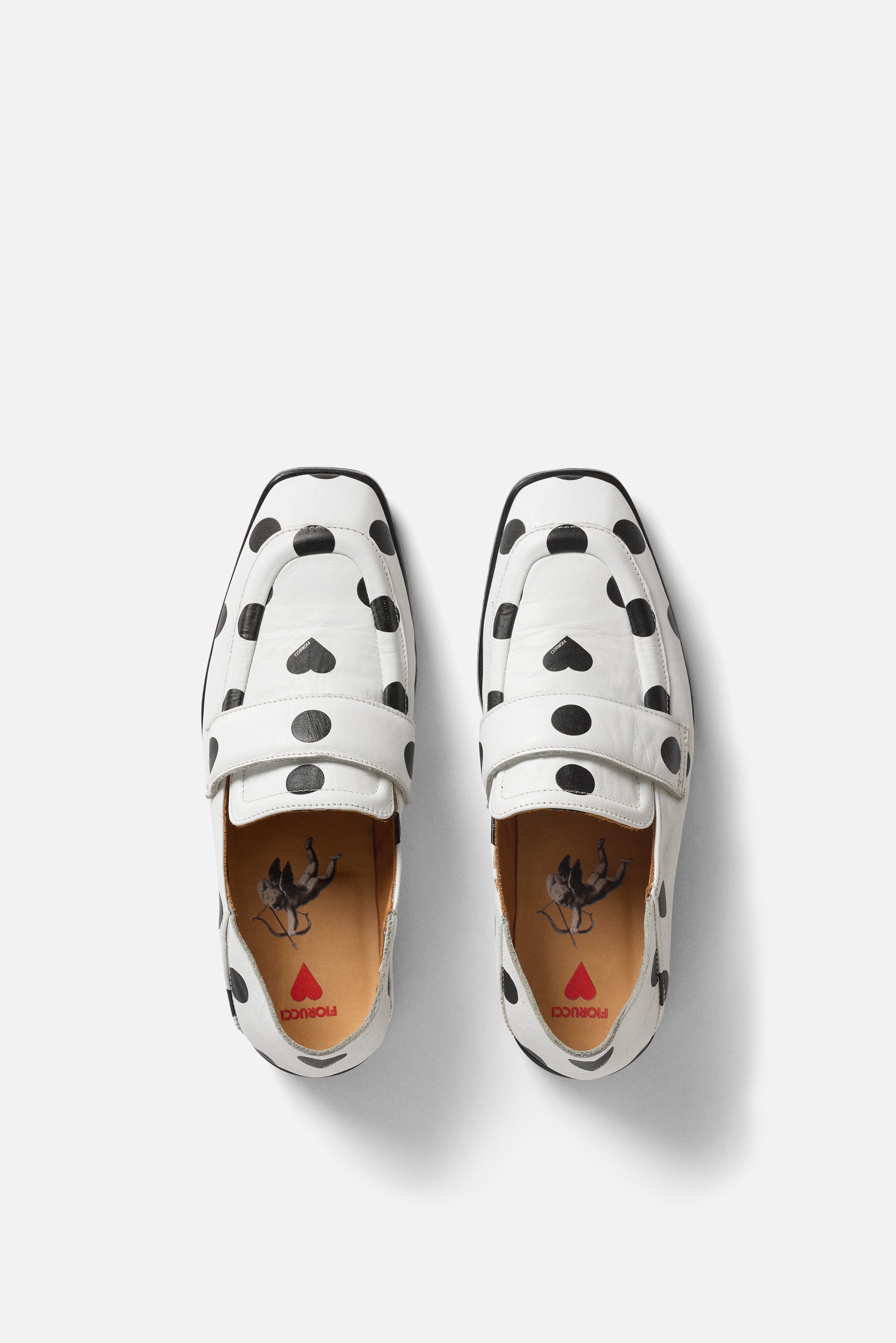 Womens Polka Dot Leather Loafers White