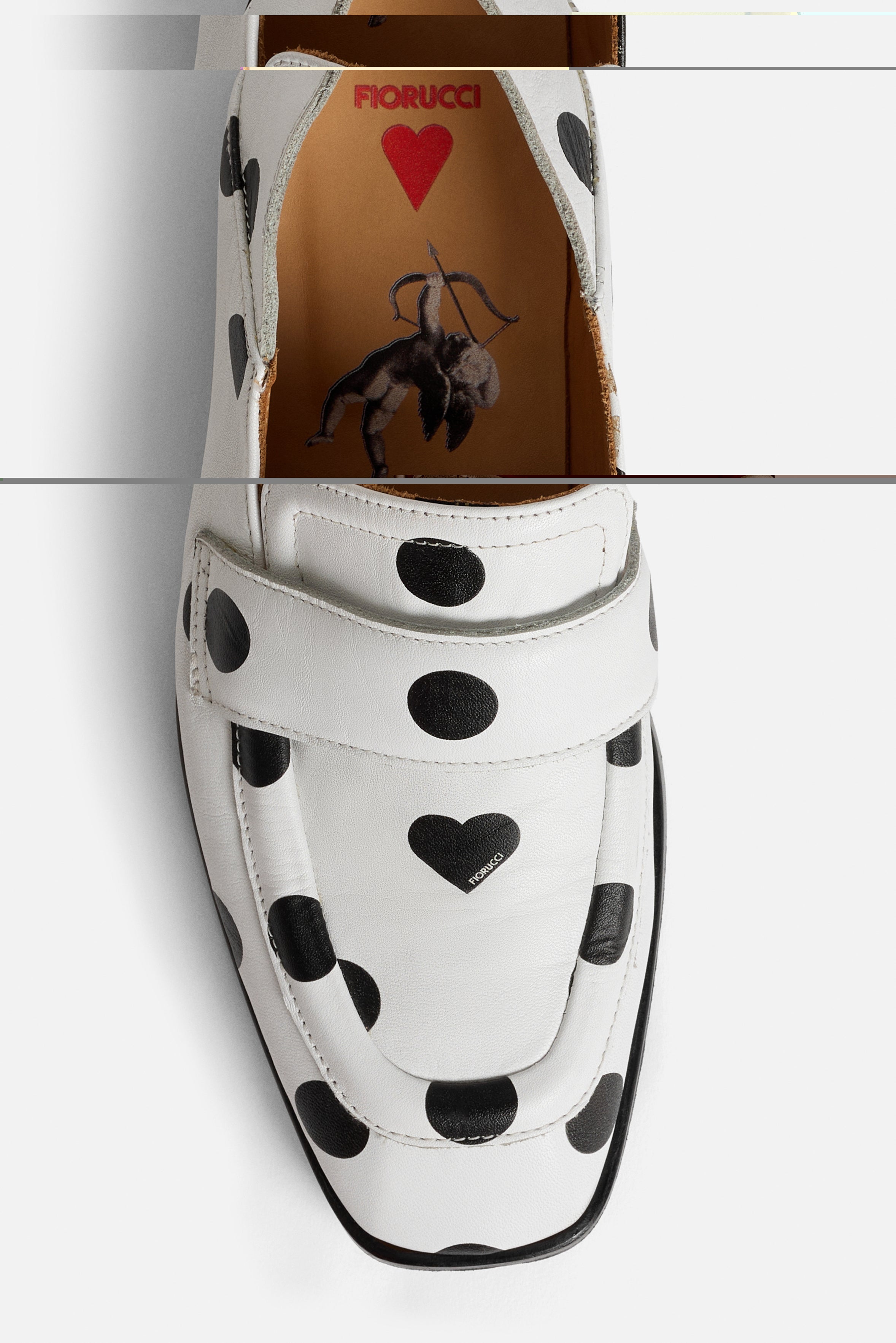 Womens Polka Dot Leather Loafers White