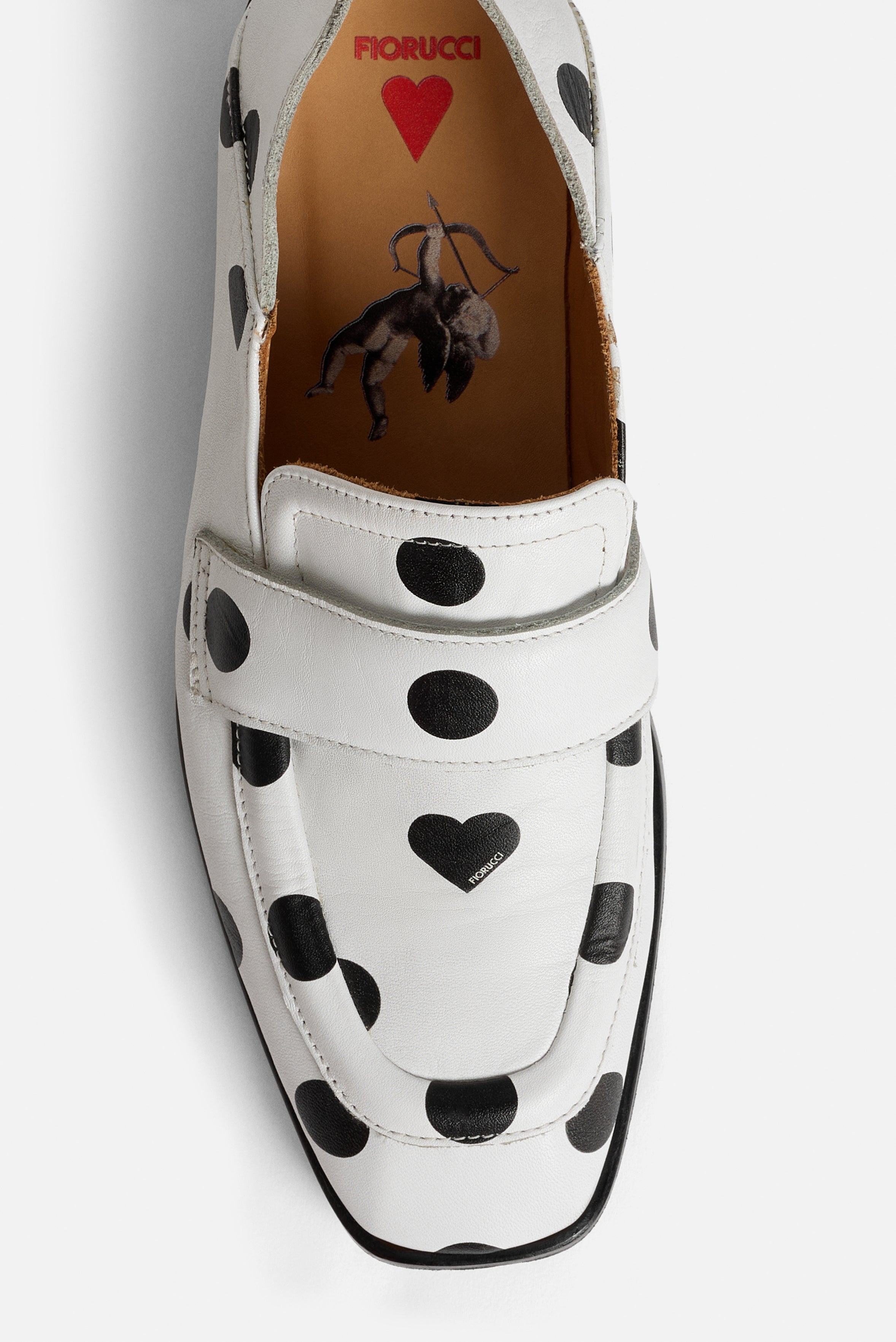 Womens Polka Dot Leather Loafers White