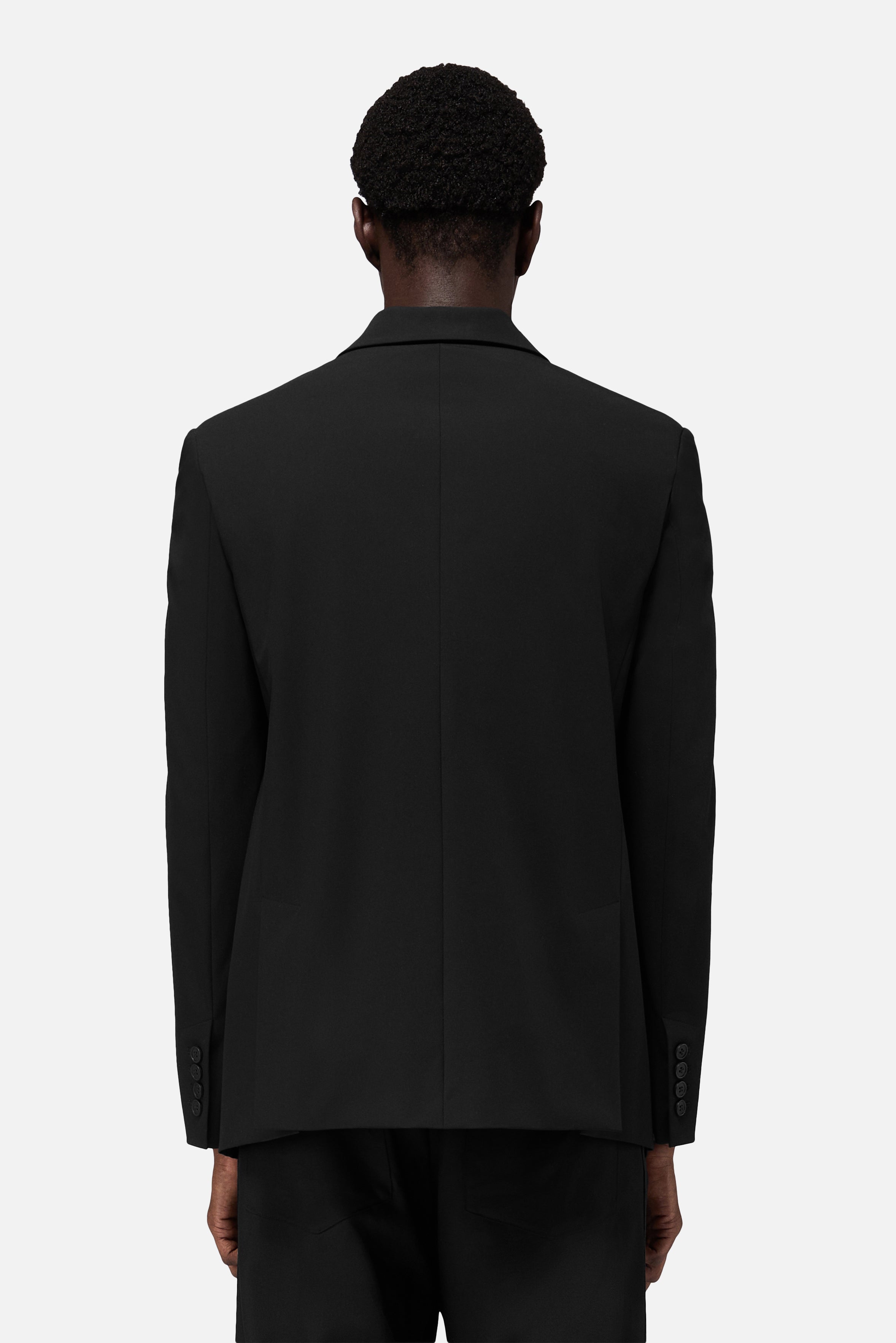 Heart Button Satin Trims Blazer Black