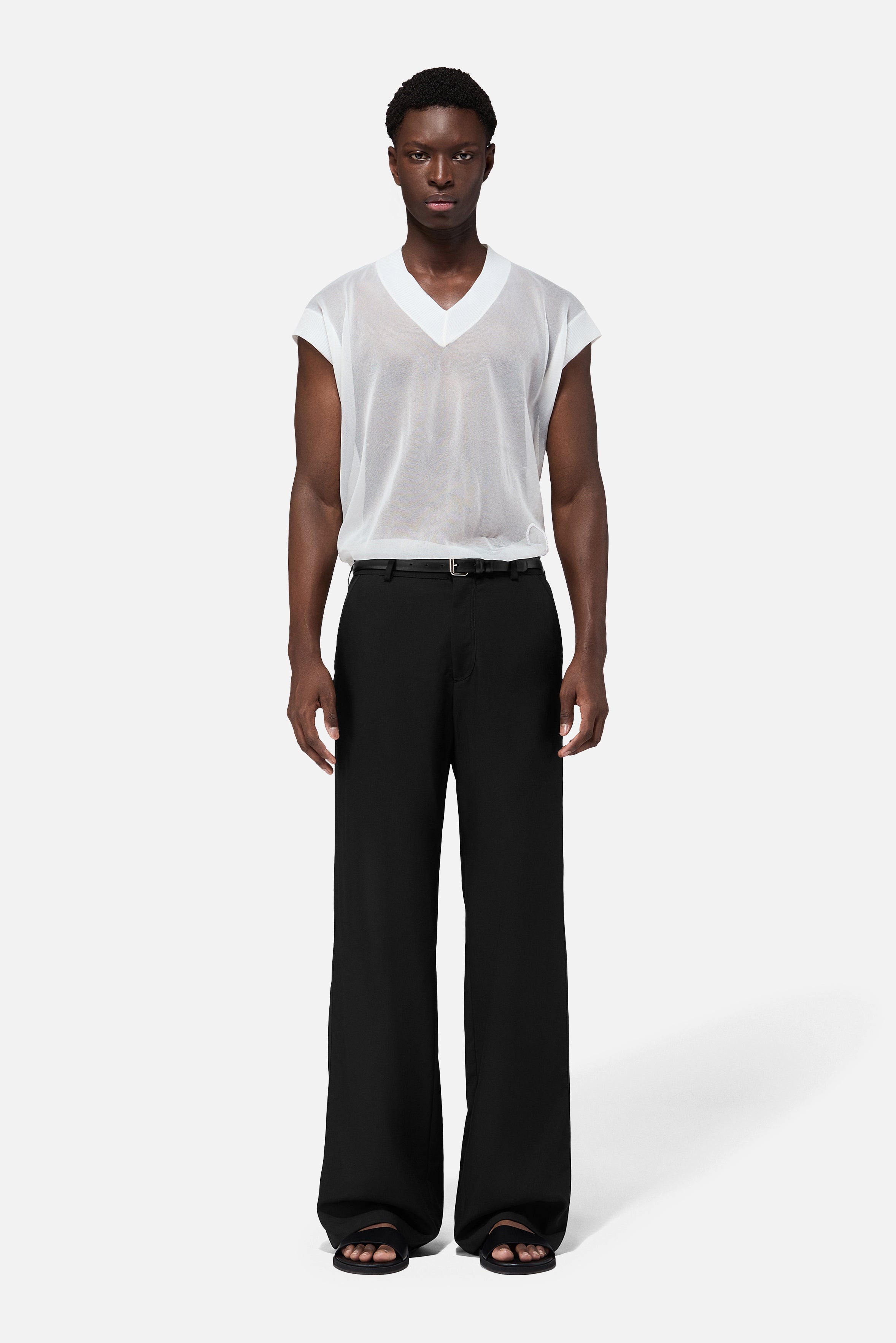 Heart Button Satin Trims Trousers Black