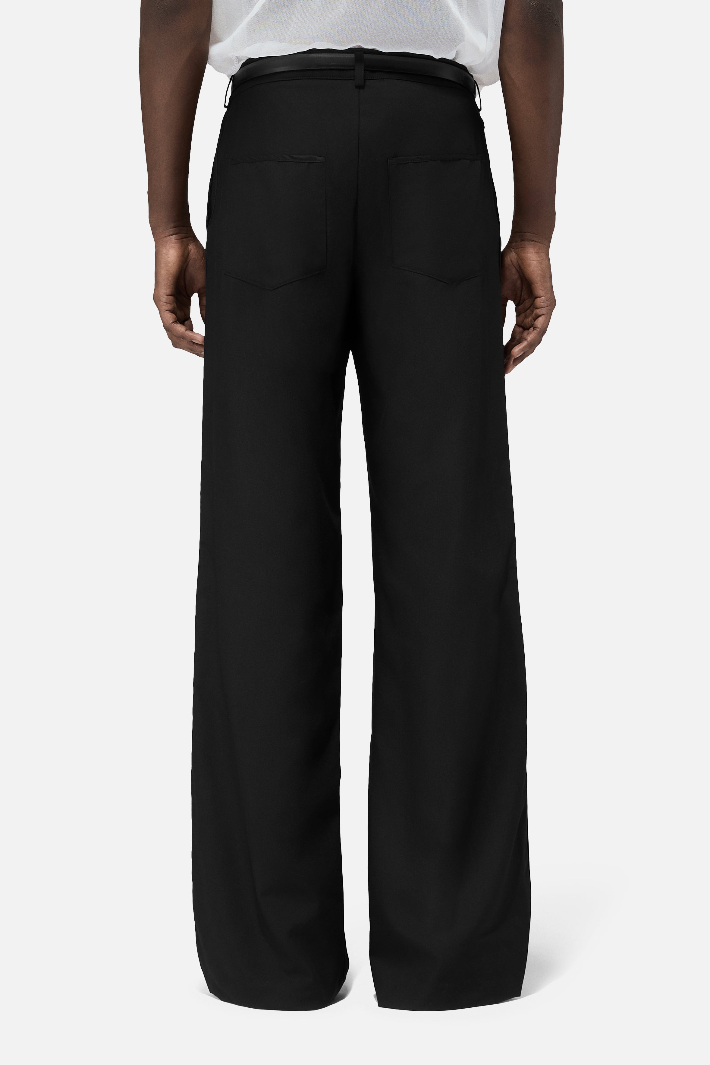 Heart Button Satin Trims Trousers Black