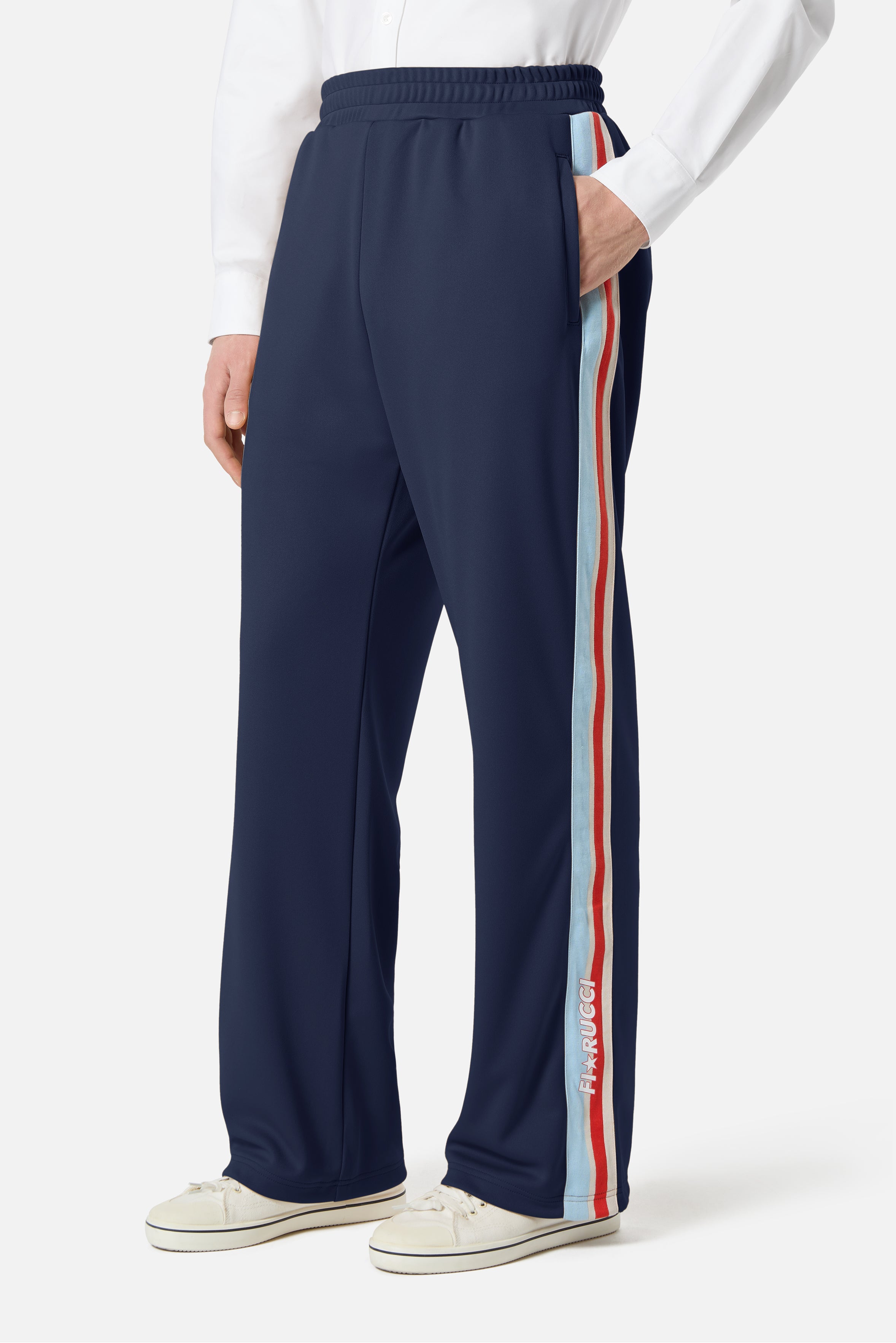 Striped Star Logo Track Trousers Navy