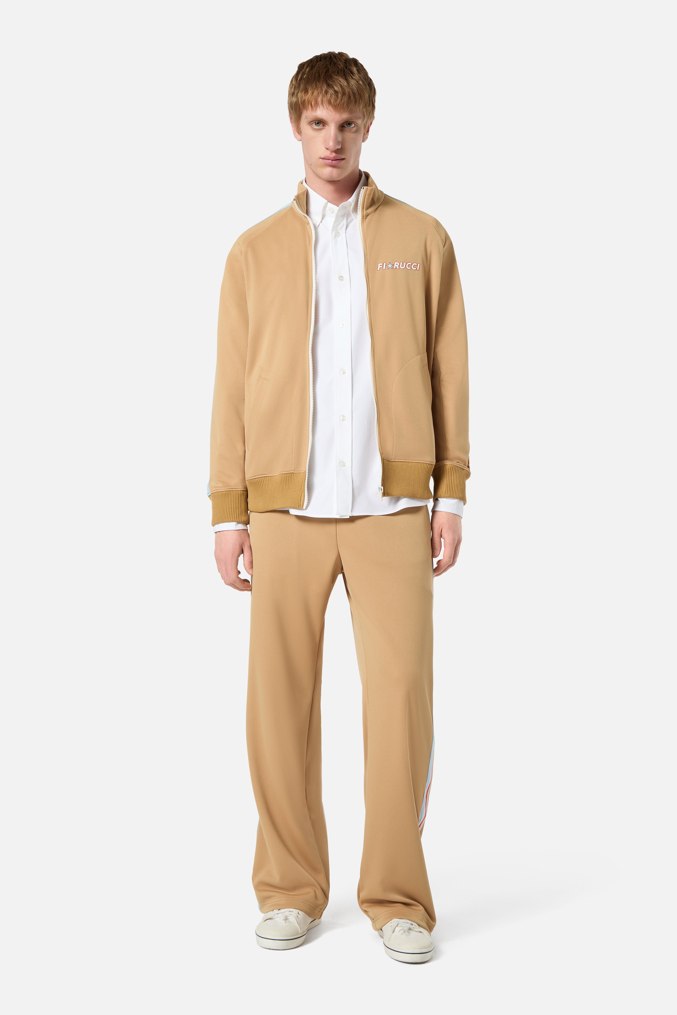 Striped Star Logo Track Trousers Beige