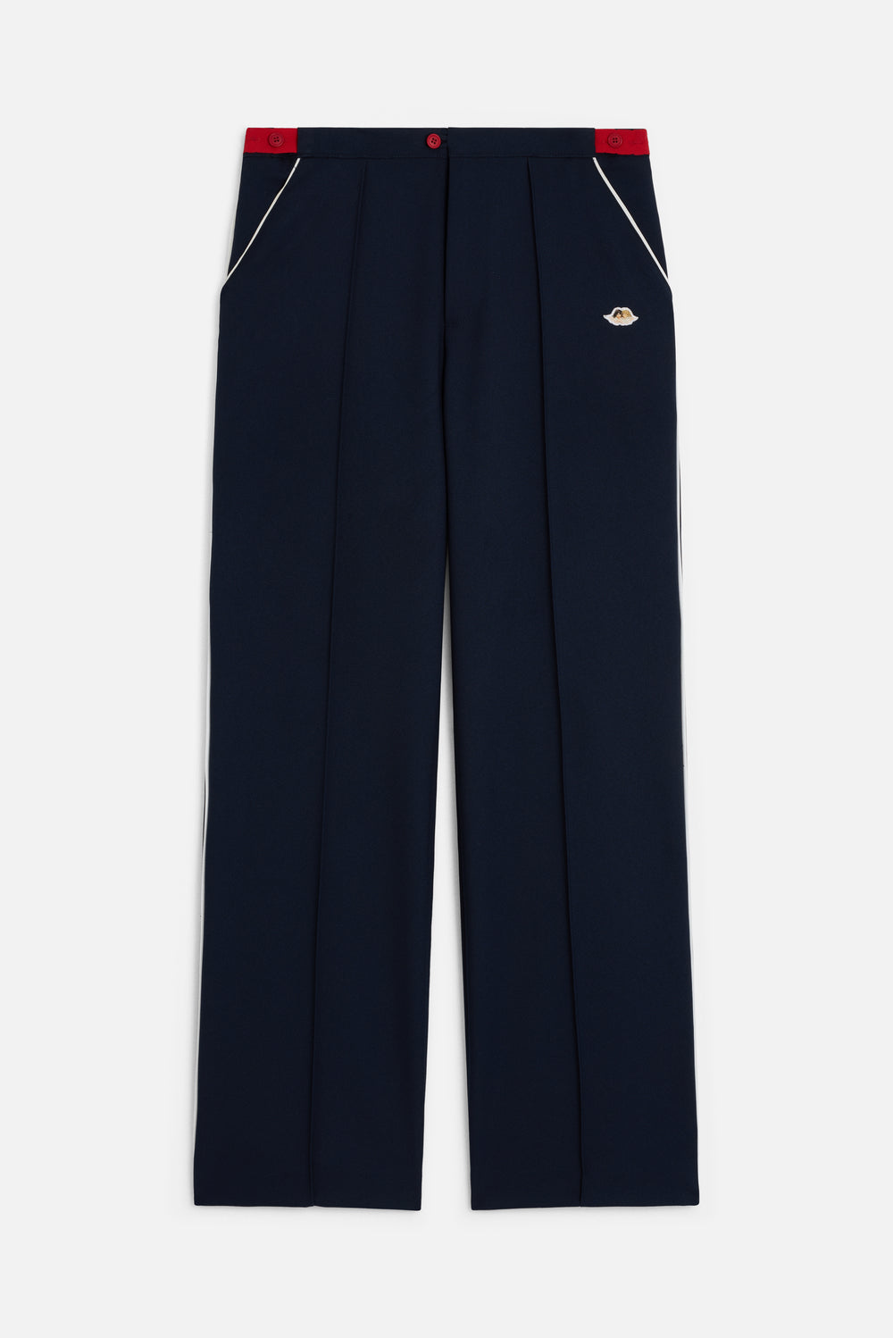 Angels Patch Contrast Piping Trousers Navy