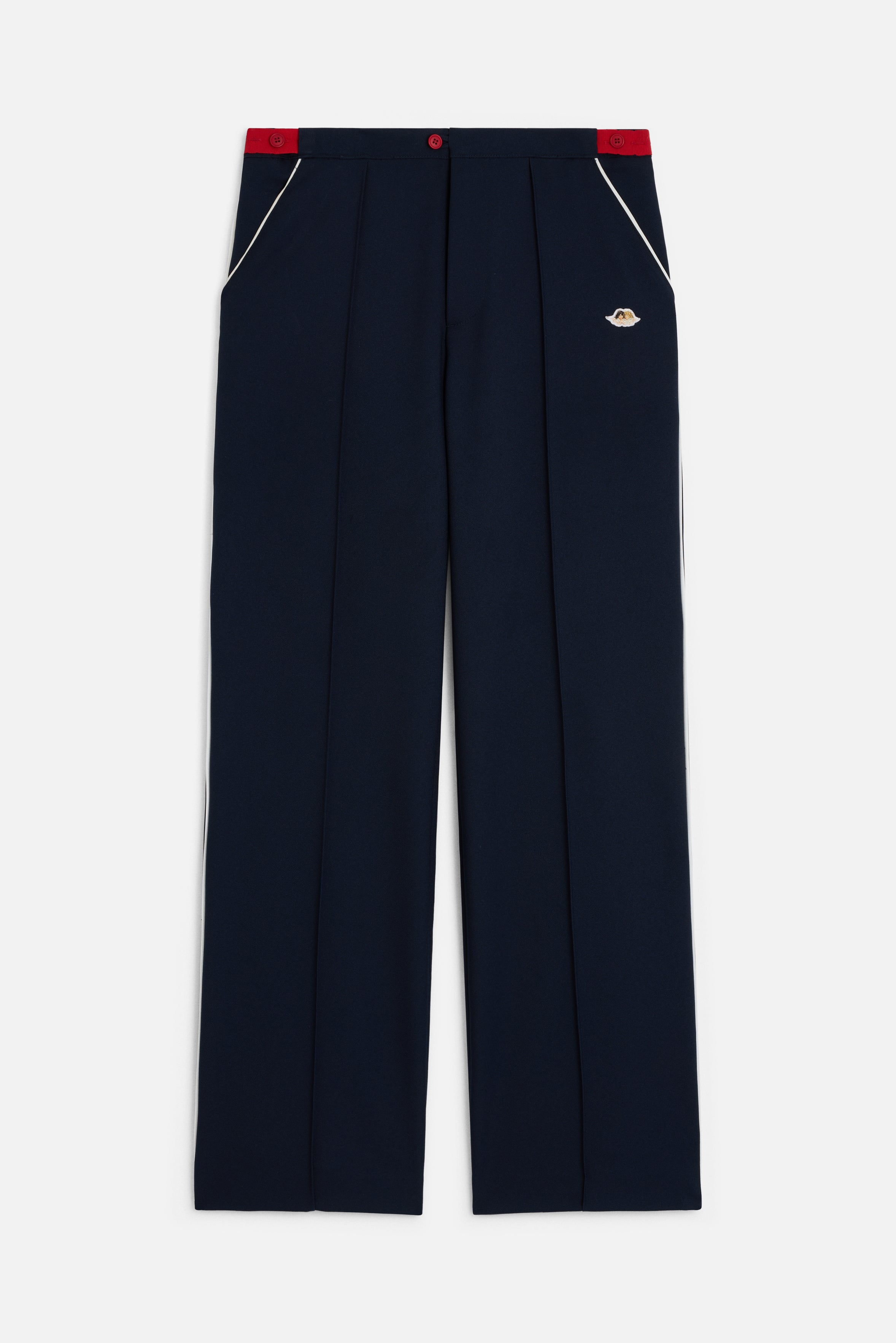 Angels Patch Contrast Piping Trousers Navy