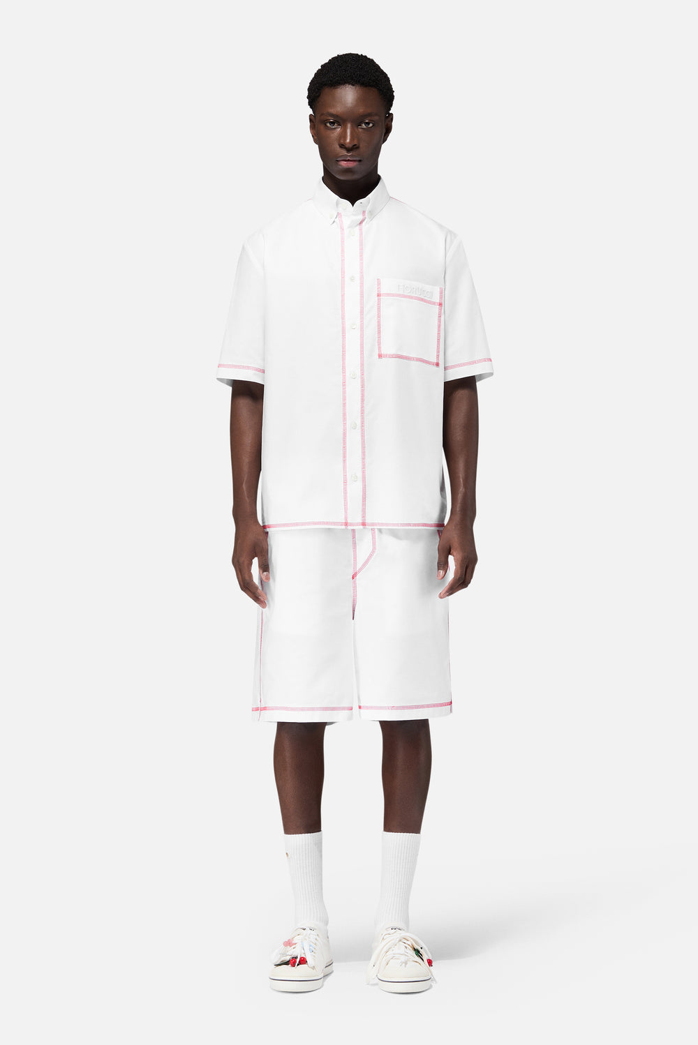 Shorts with Contrast Stitching White