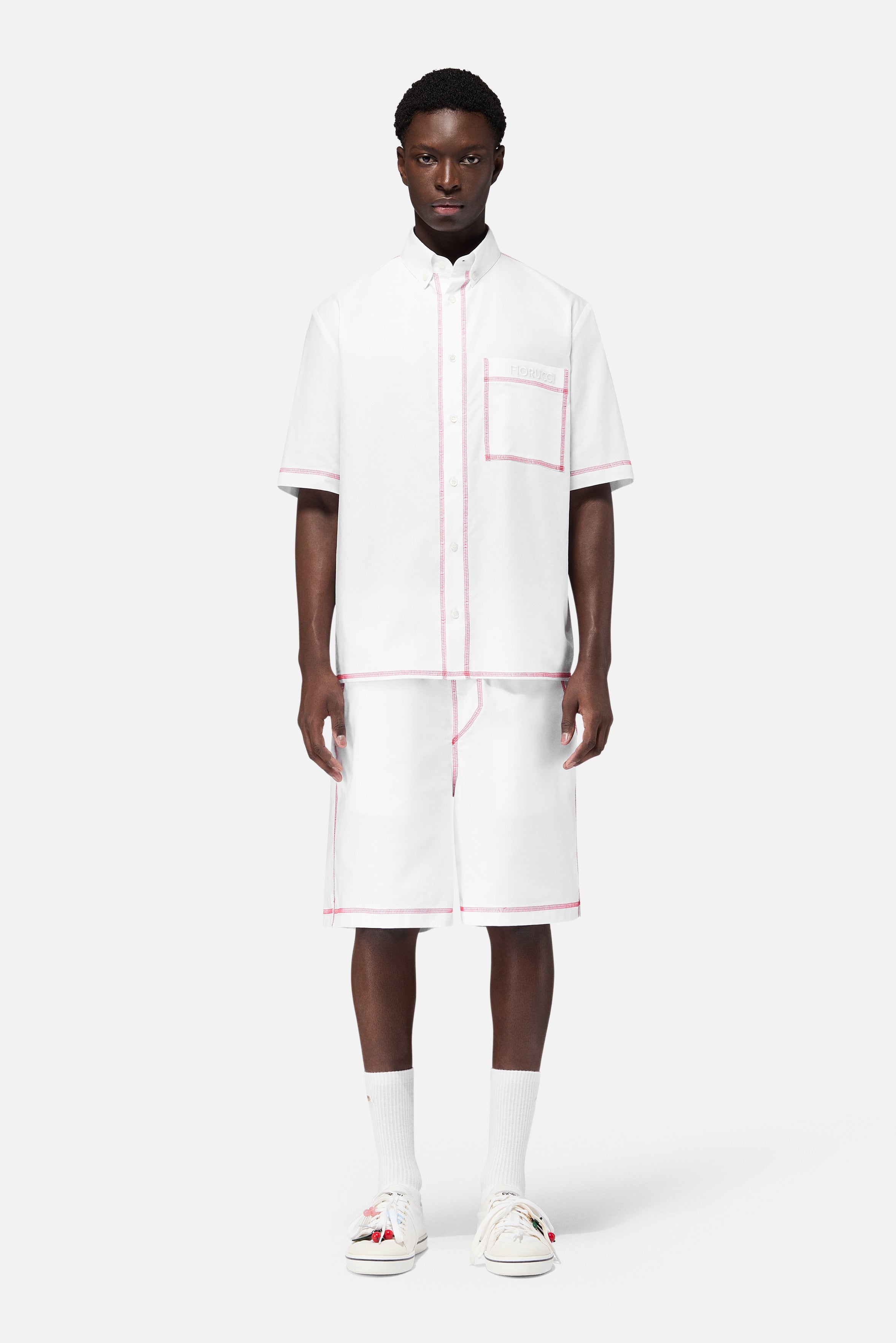 Shorts with Contrast Stitching White
