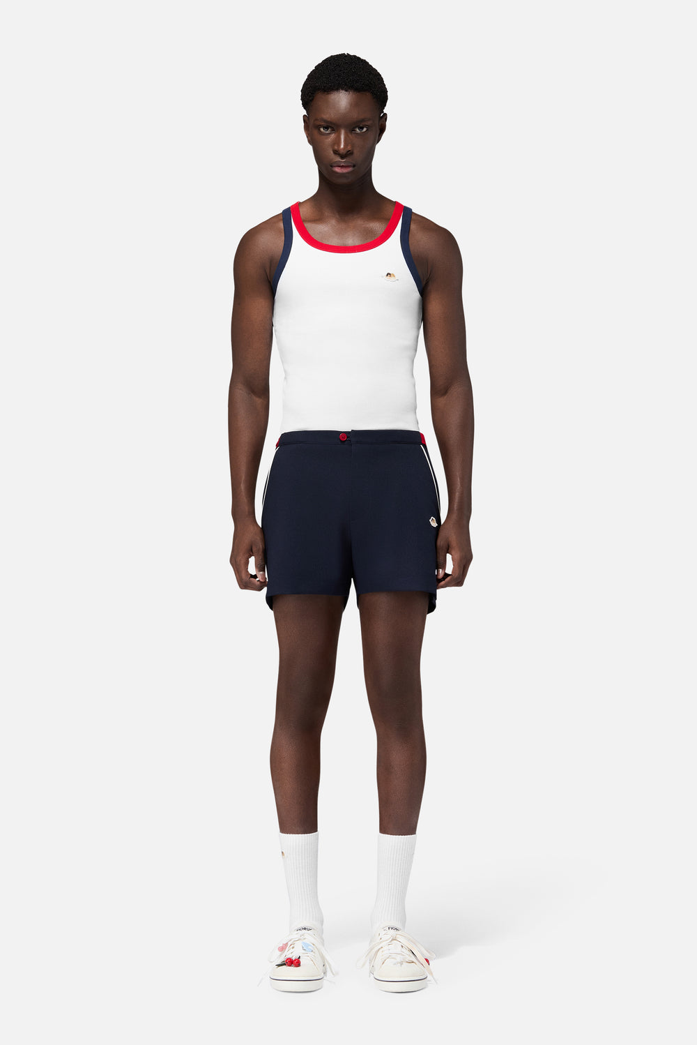 Angels Patch Contrast Piping Shorts Navy