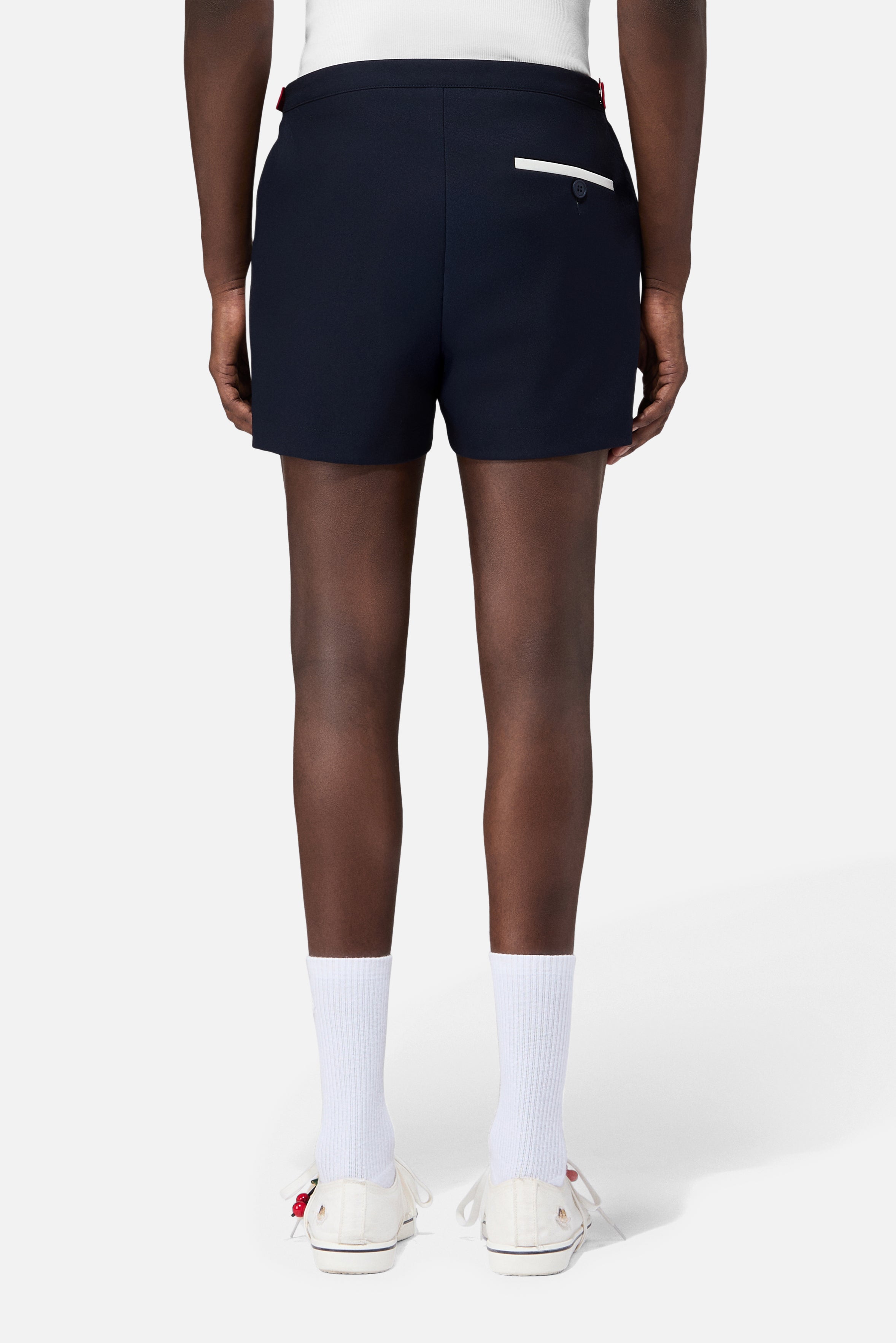 Angels Patch Contrast Piping Shorts Navy