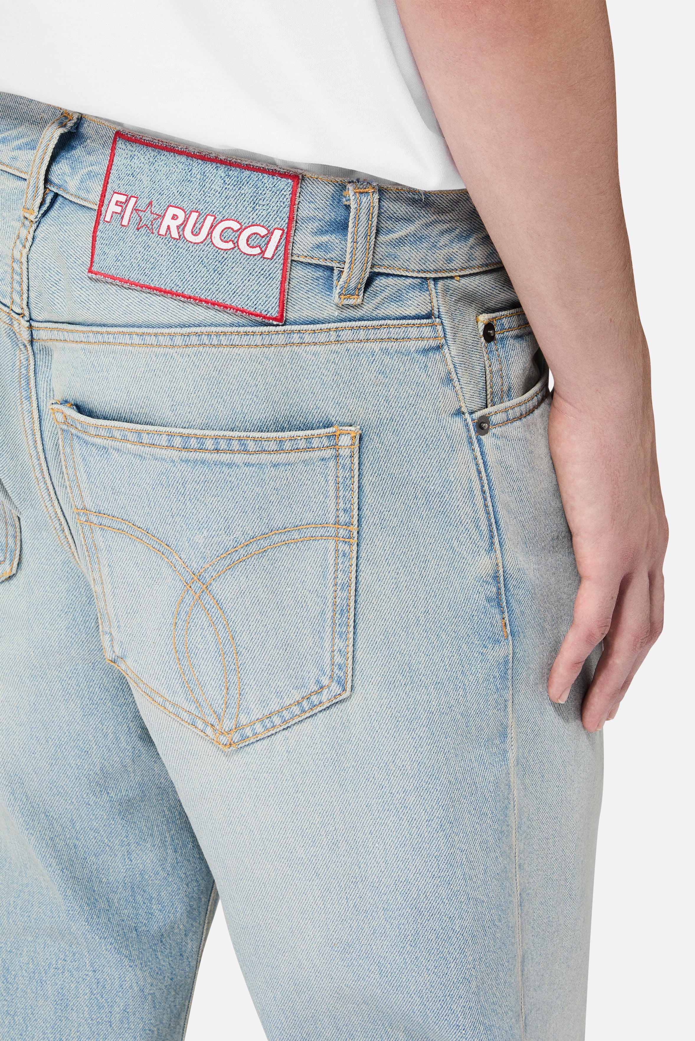 Star Logo Straight Fit Jeans Light Blue
