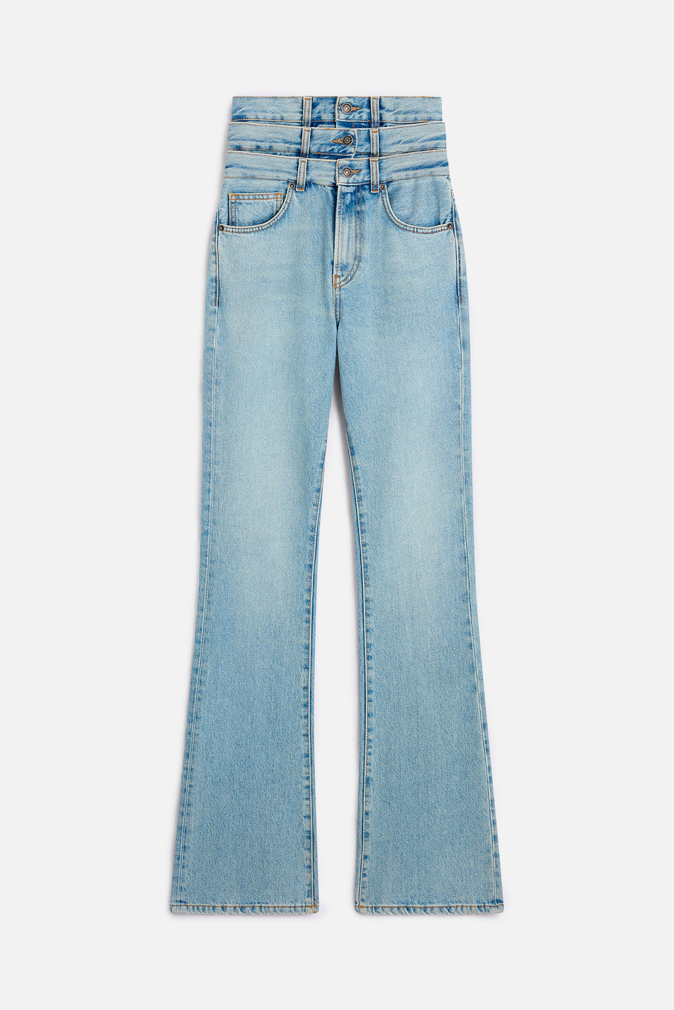 Triple Layer Flared Jeans Light Blue
