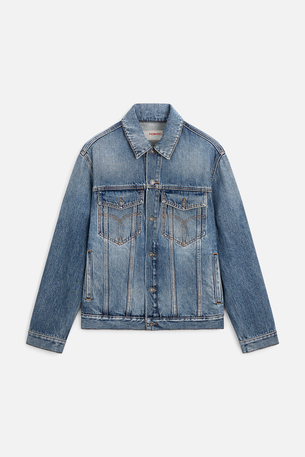 Rock Cupid Print Denim Jacket Mid Blue