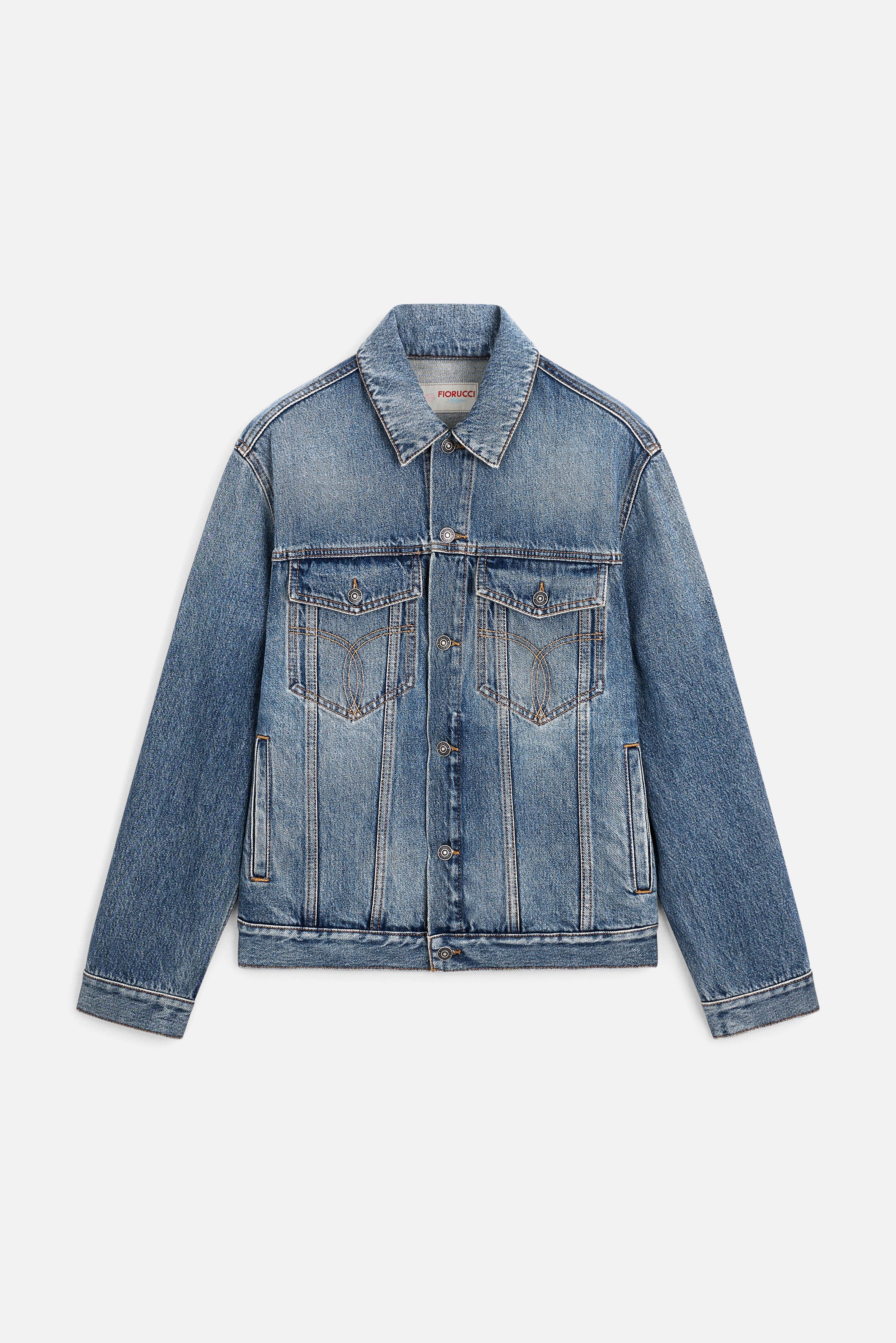 Rock Cupid Print Denim Jacket Mid Blue