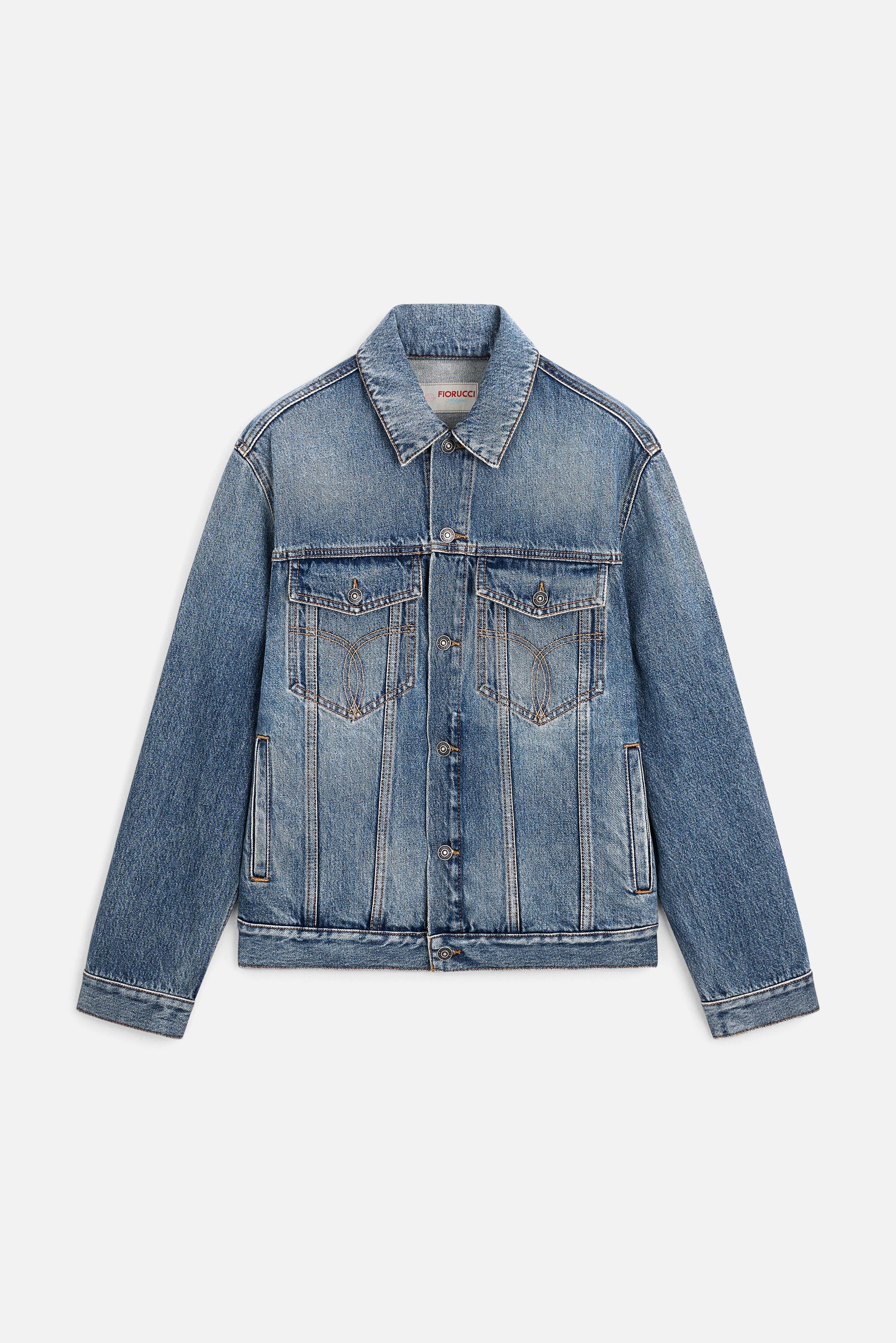 Rock Cupid Print Denim Jacket Mid Blue