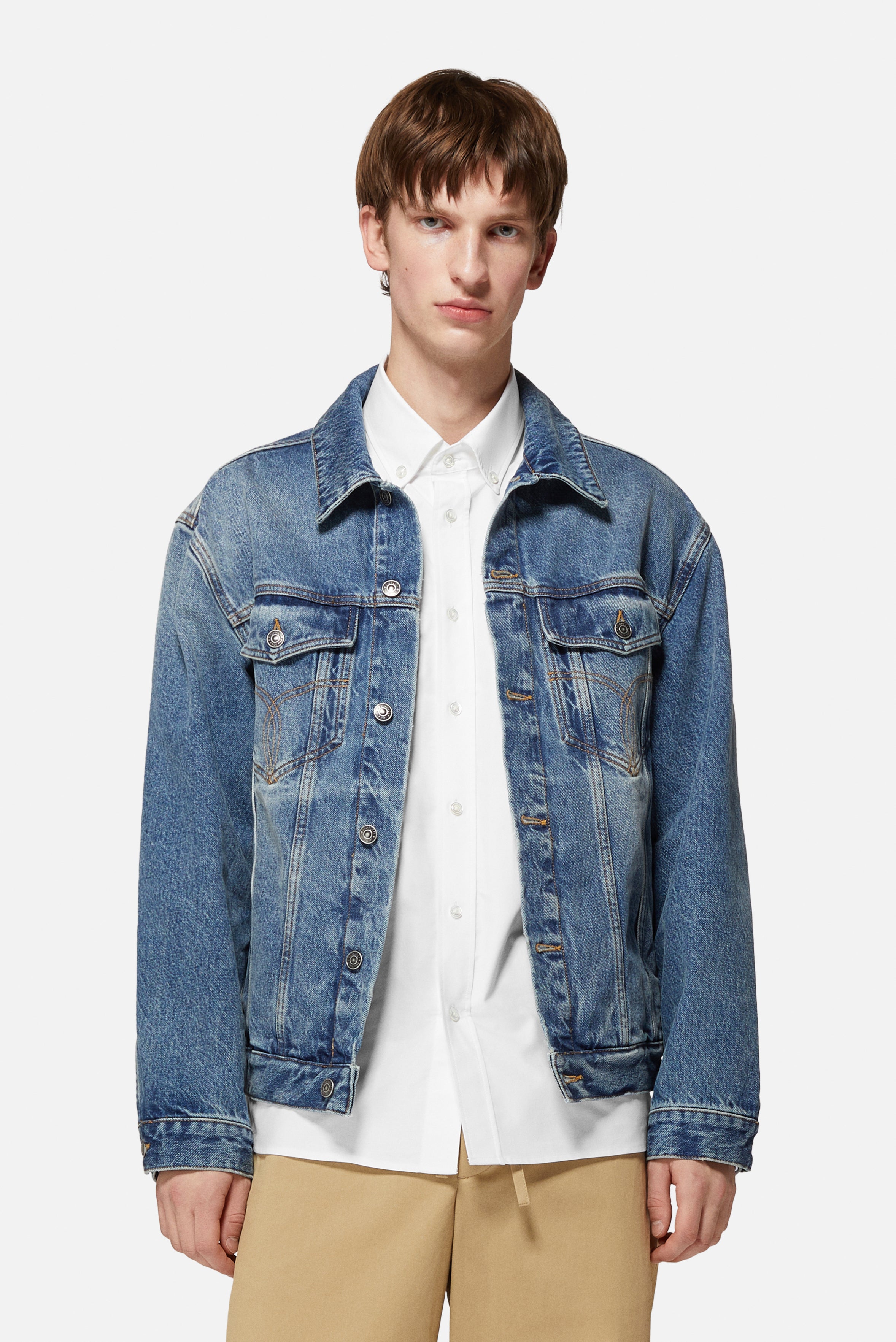 Rock Cupid Print Denim Jacket Mid Blue