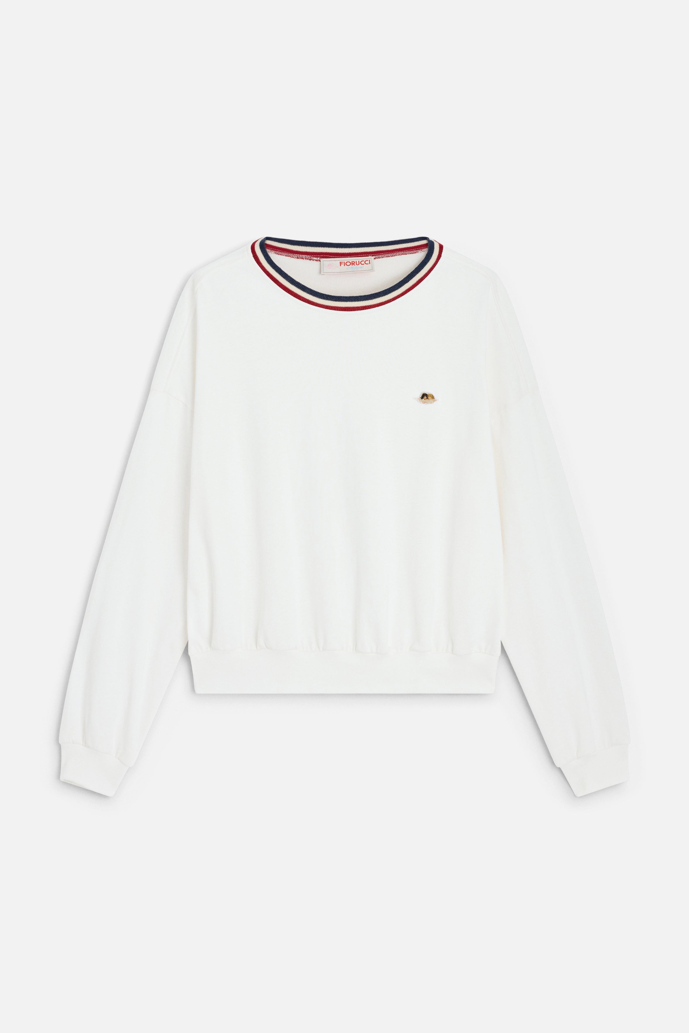 Stripe Collar Long Sleeve T-Shirt White