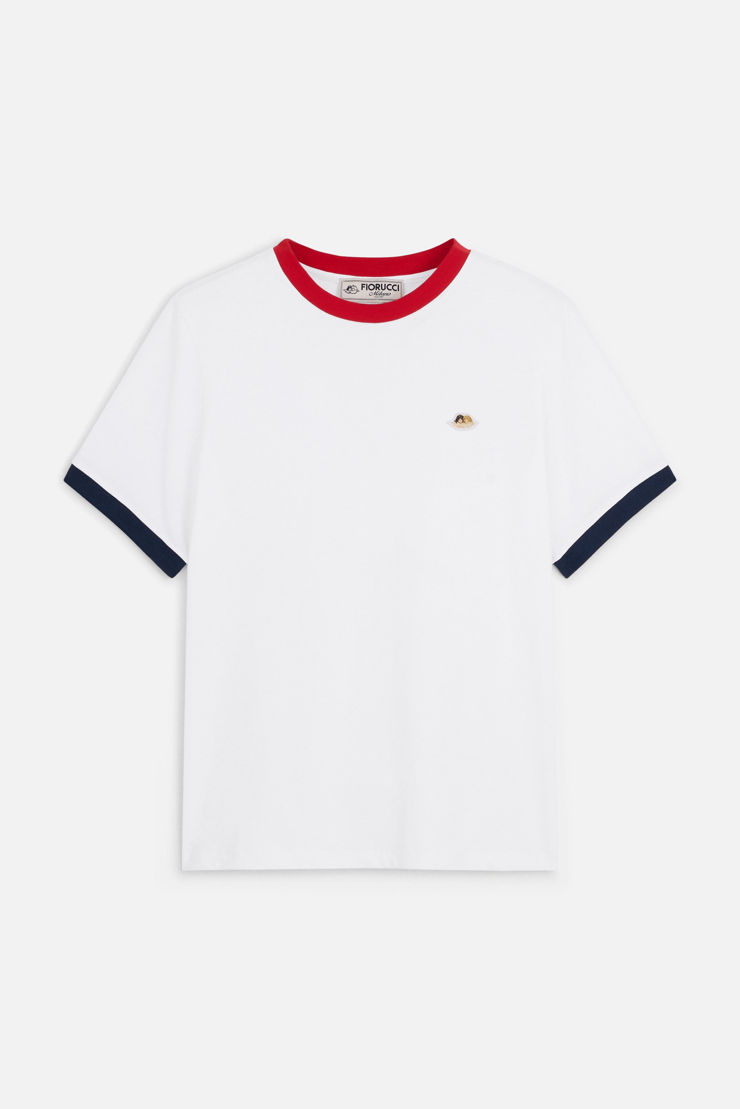 Contrast Trims Angels Patch Regular T-Shirt White