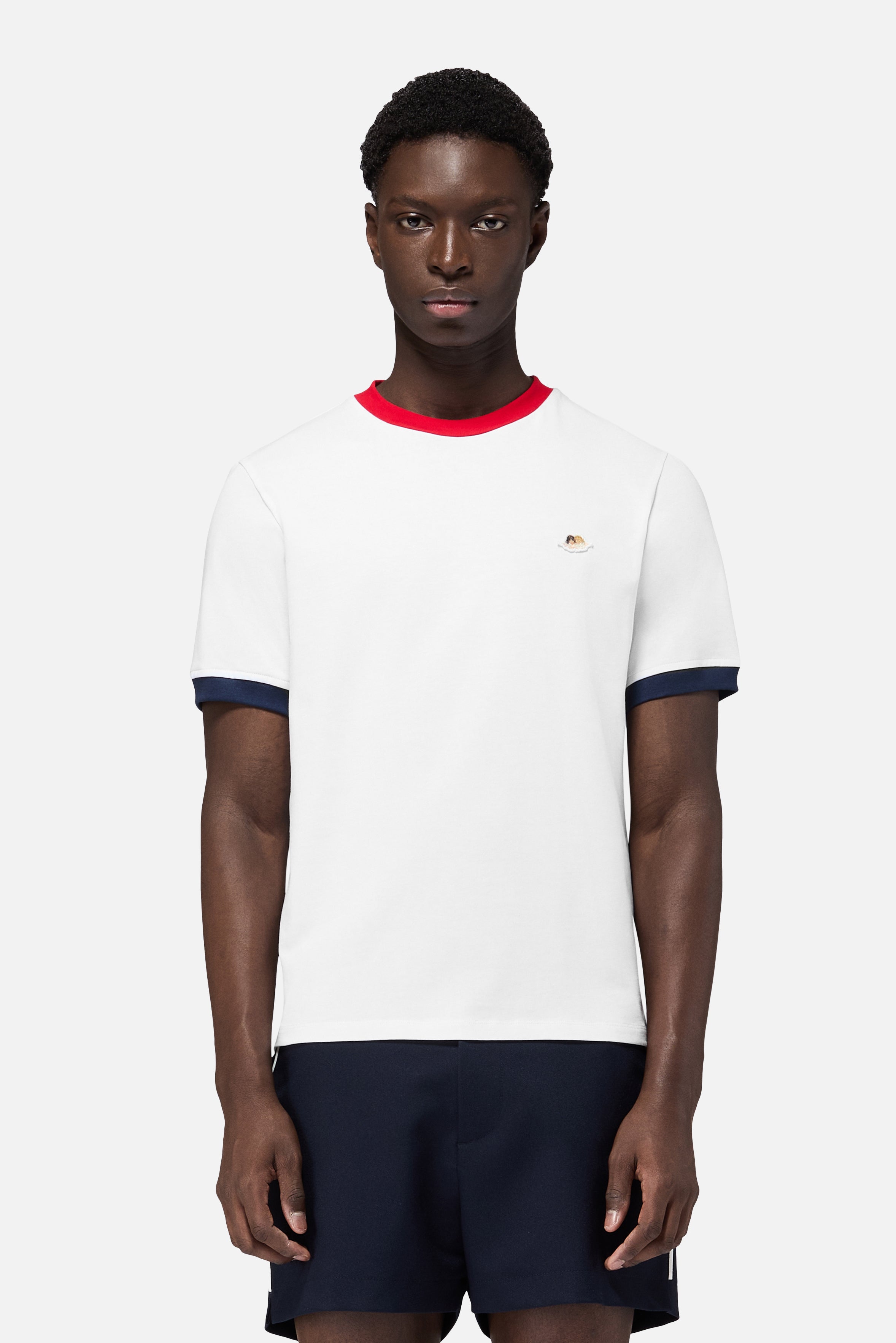 Contrast Trims Angels Patch Regular T-Shirt White