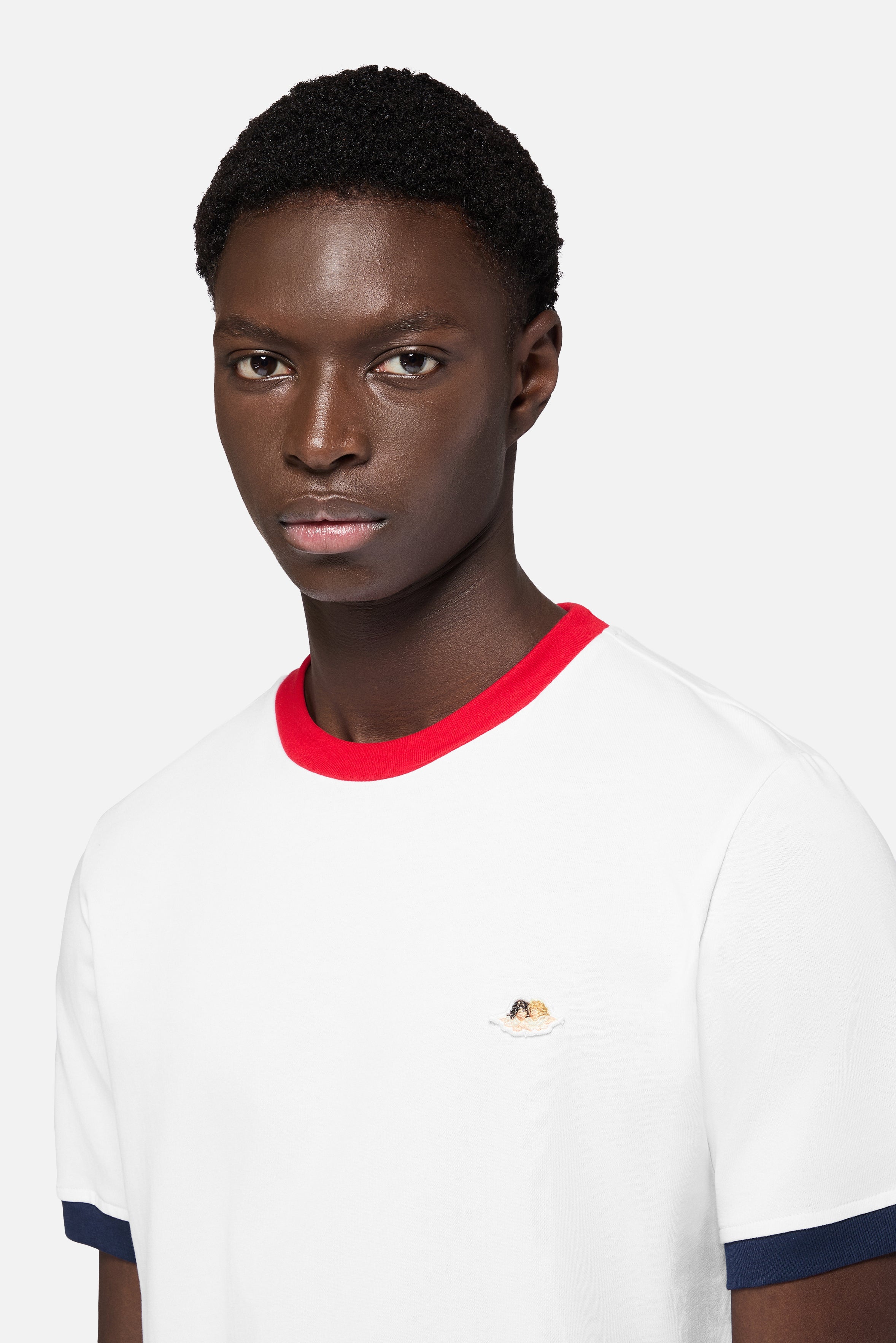 Contrast Trims Angels Patch Regular T-Shirt White