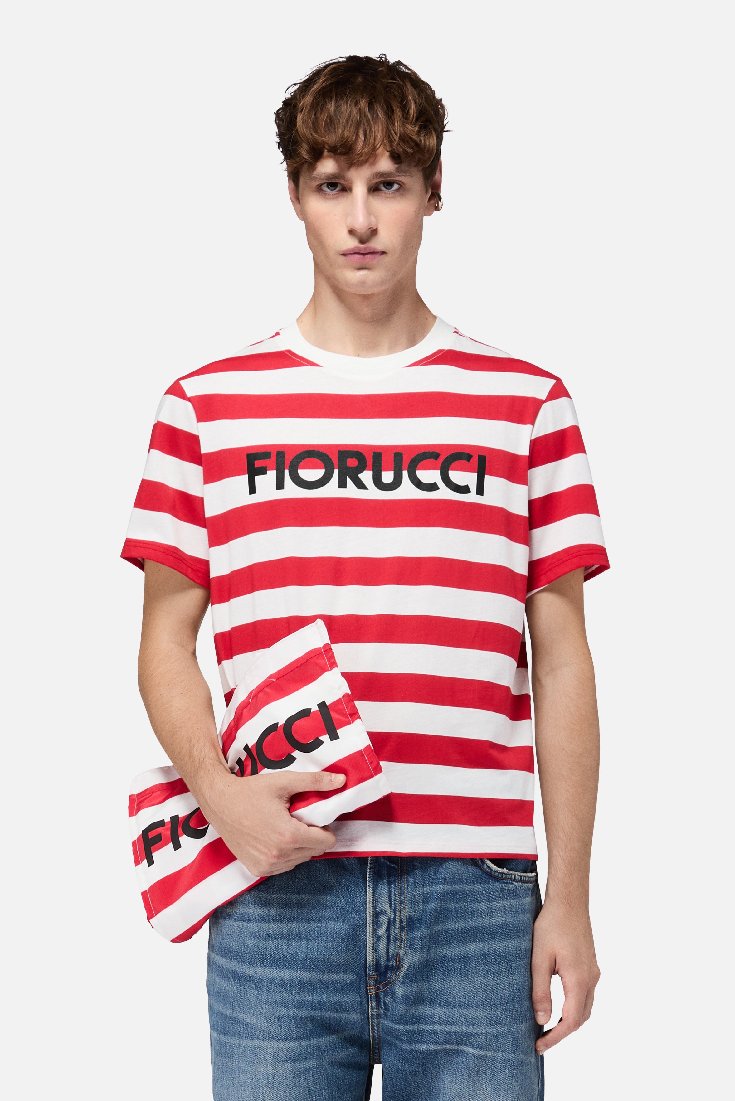 Striped Logo Regular T-Shirt Red