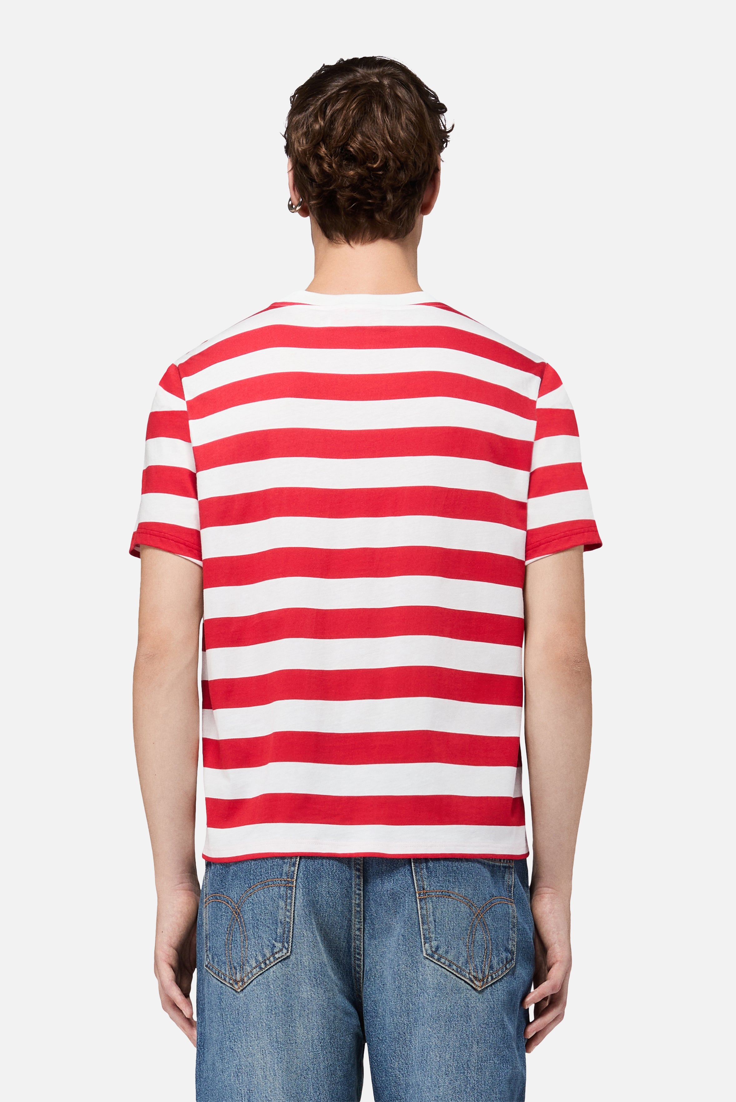 Striped Logo Regular T-Shirt Red | Fiorucci