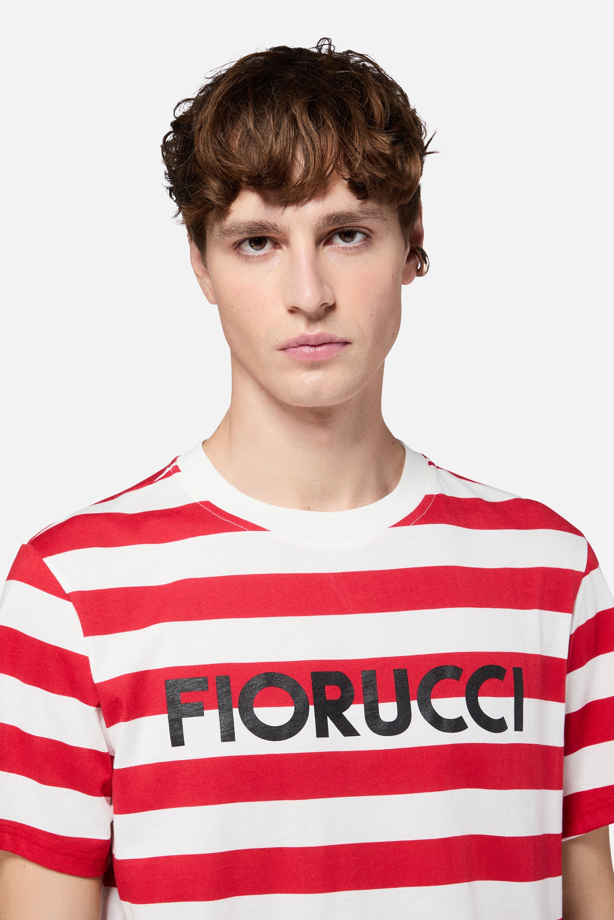 Striped Logo Regular T-Shirt Red