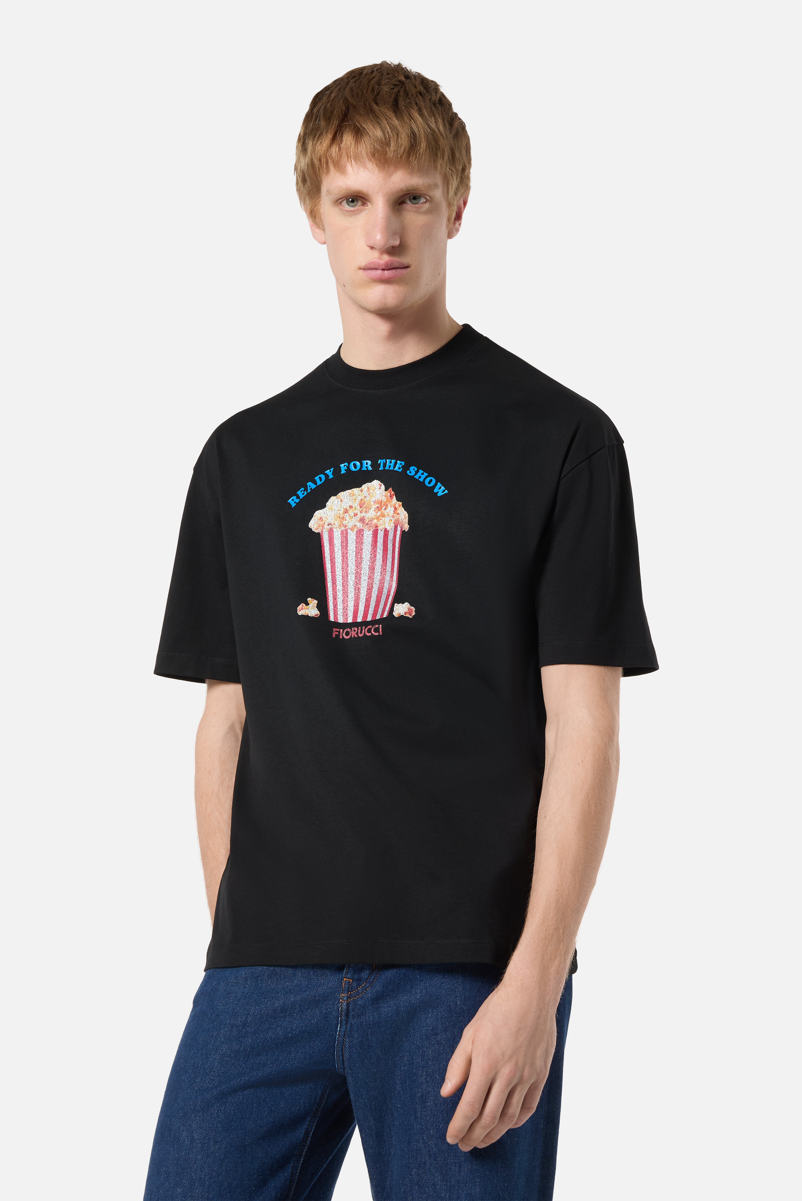 Popcorn Print Relaxed T-Shirt Black