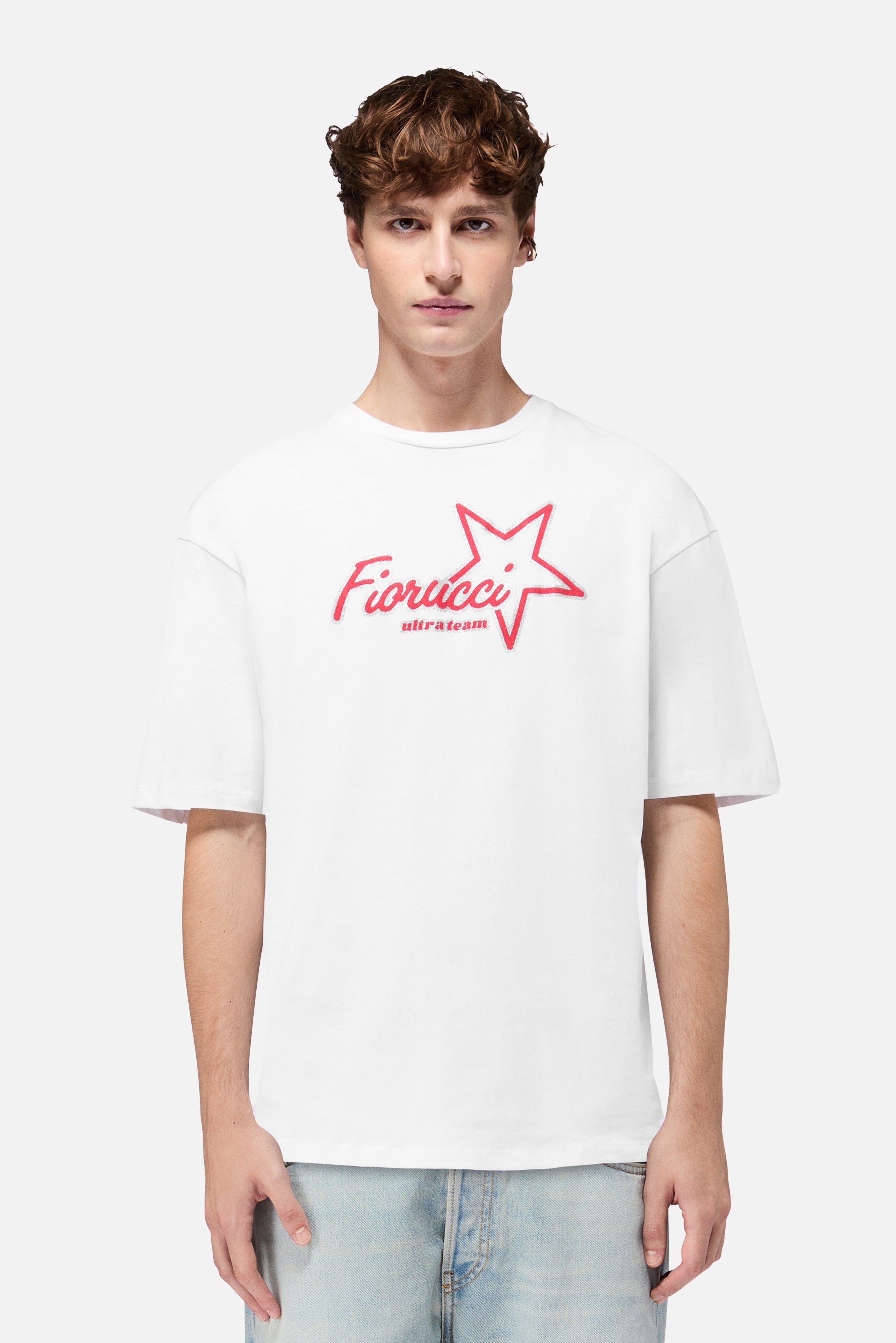 Ultra Team Glitter Star Logo Relaxed T-Shirt White | Fiorucci