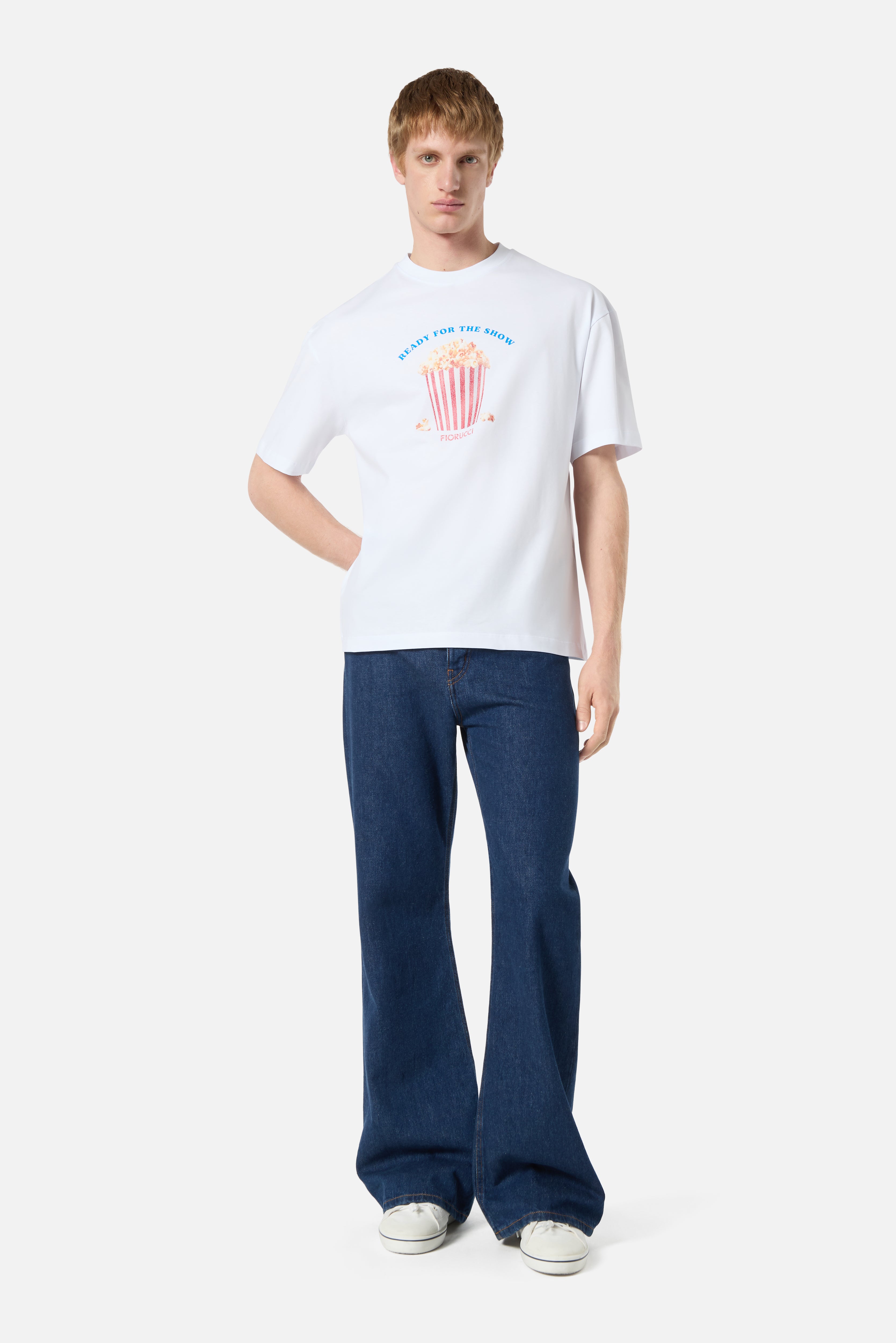 Popcorn Print Relaxed T-Shirt White