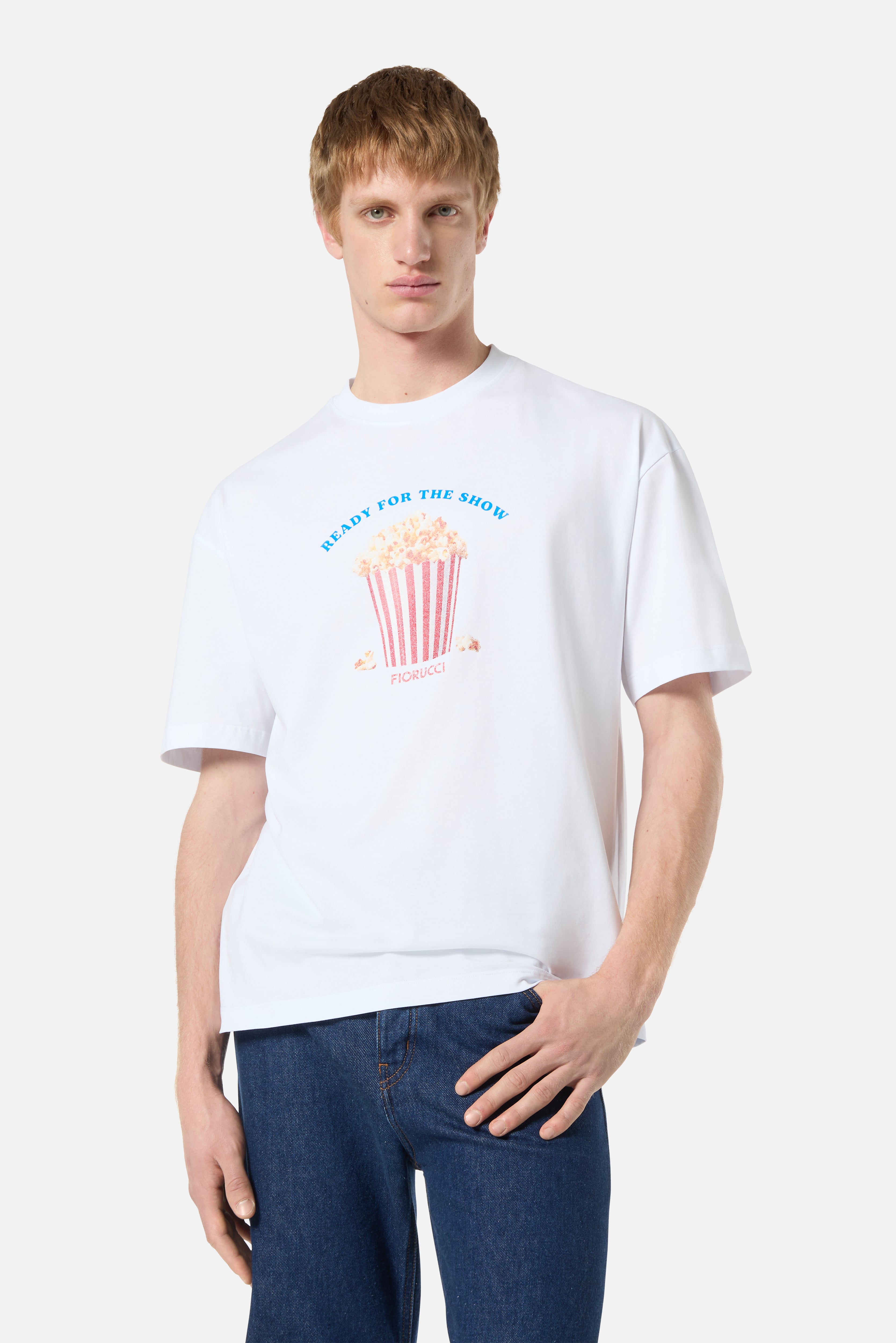 Popcorn Print Relaxed T-Shirt White