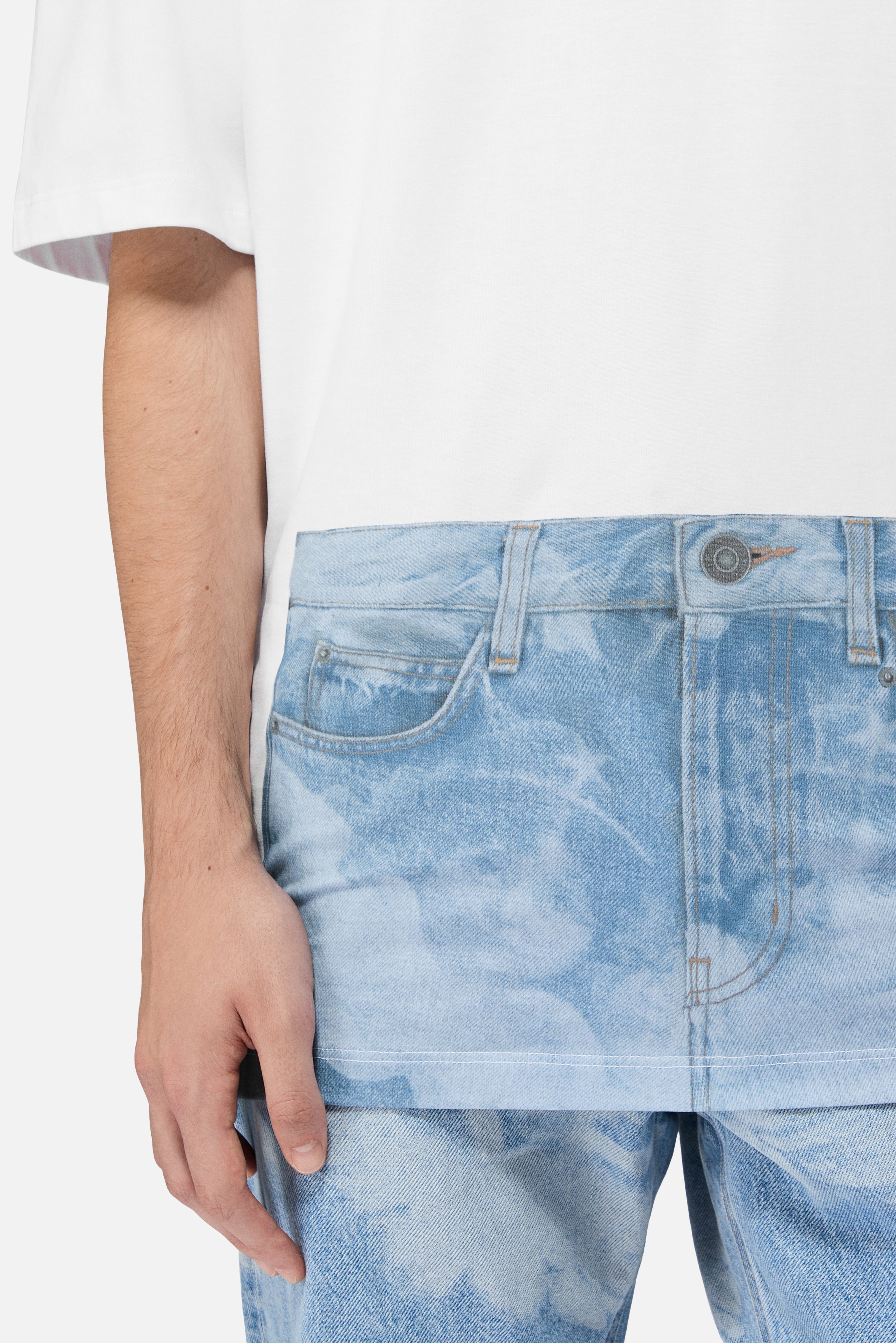 Angel Jeans Print Long Relaxed T-Shirt White