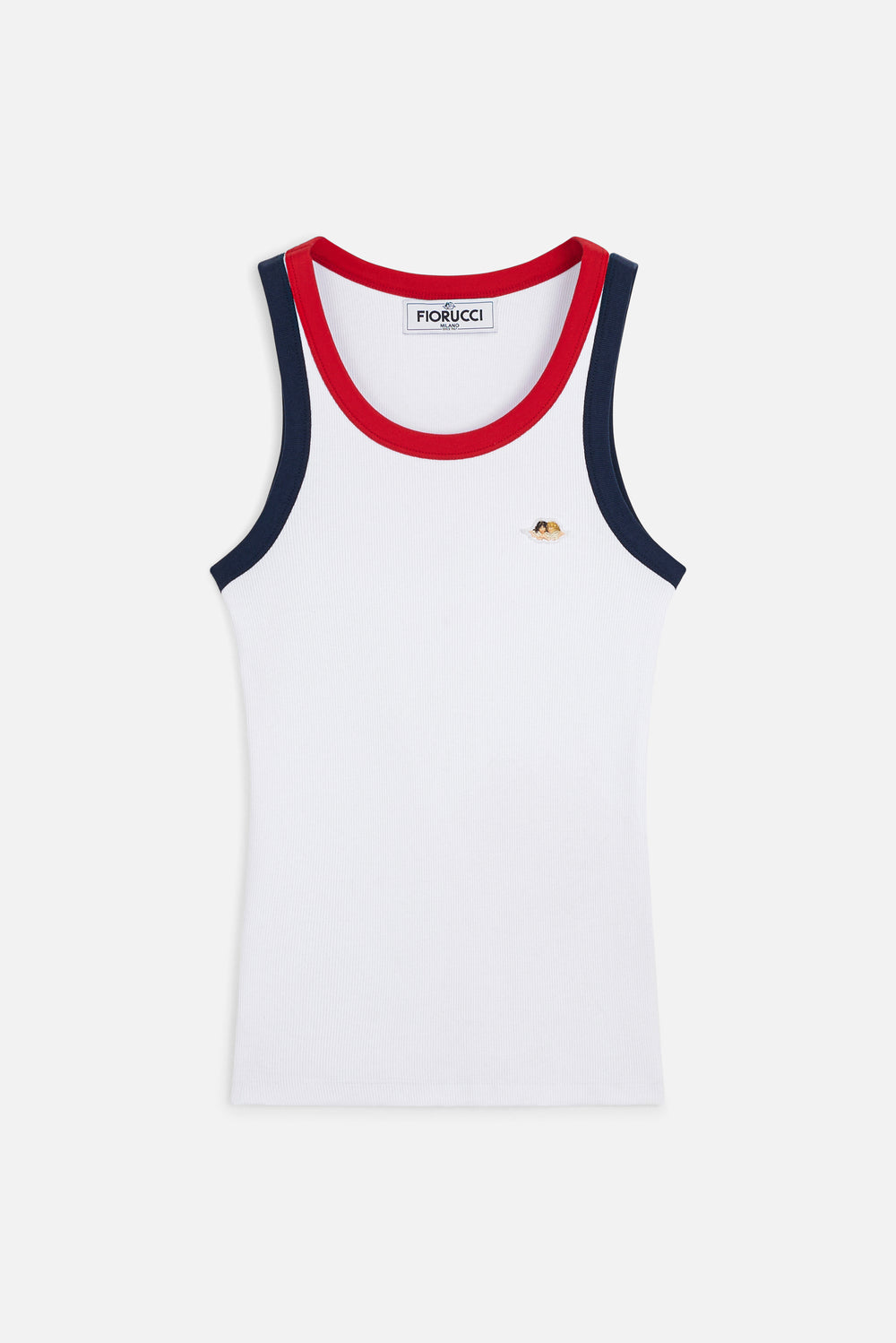 Contrast Trims Angels Patch Tank Top White