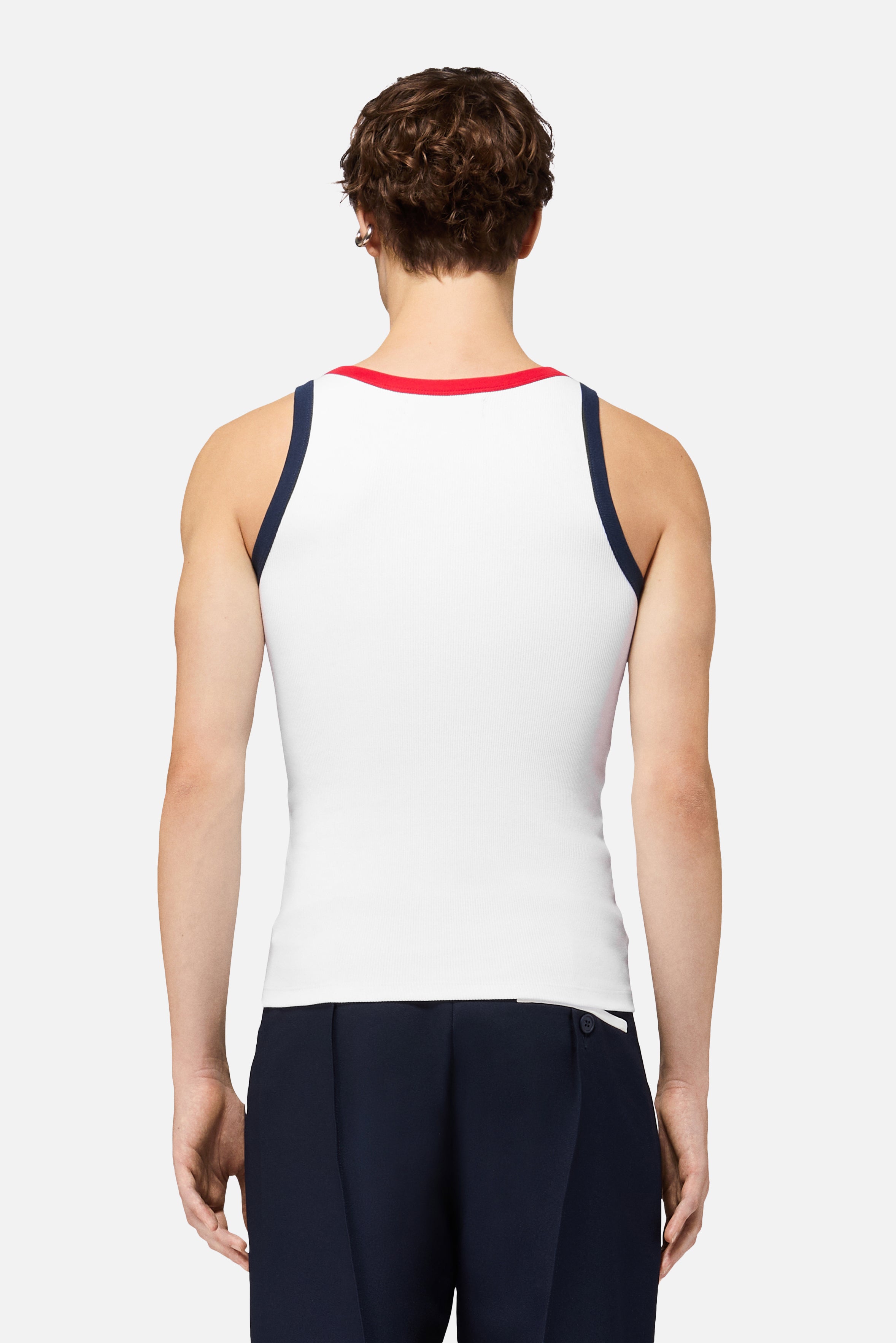 Contrast Trims Angels Patch Tank Top White