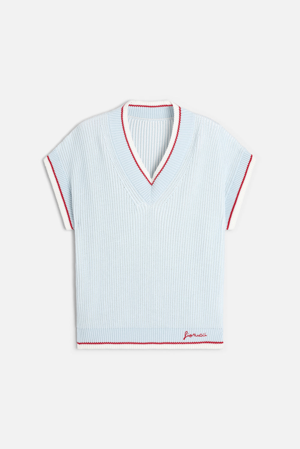 Striped V-Neck Vest Light Blue