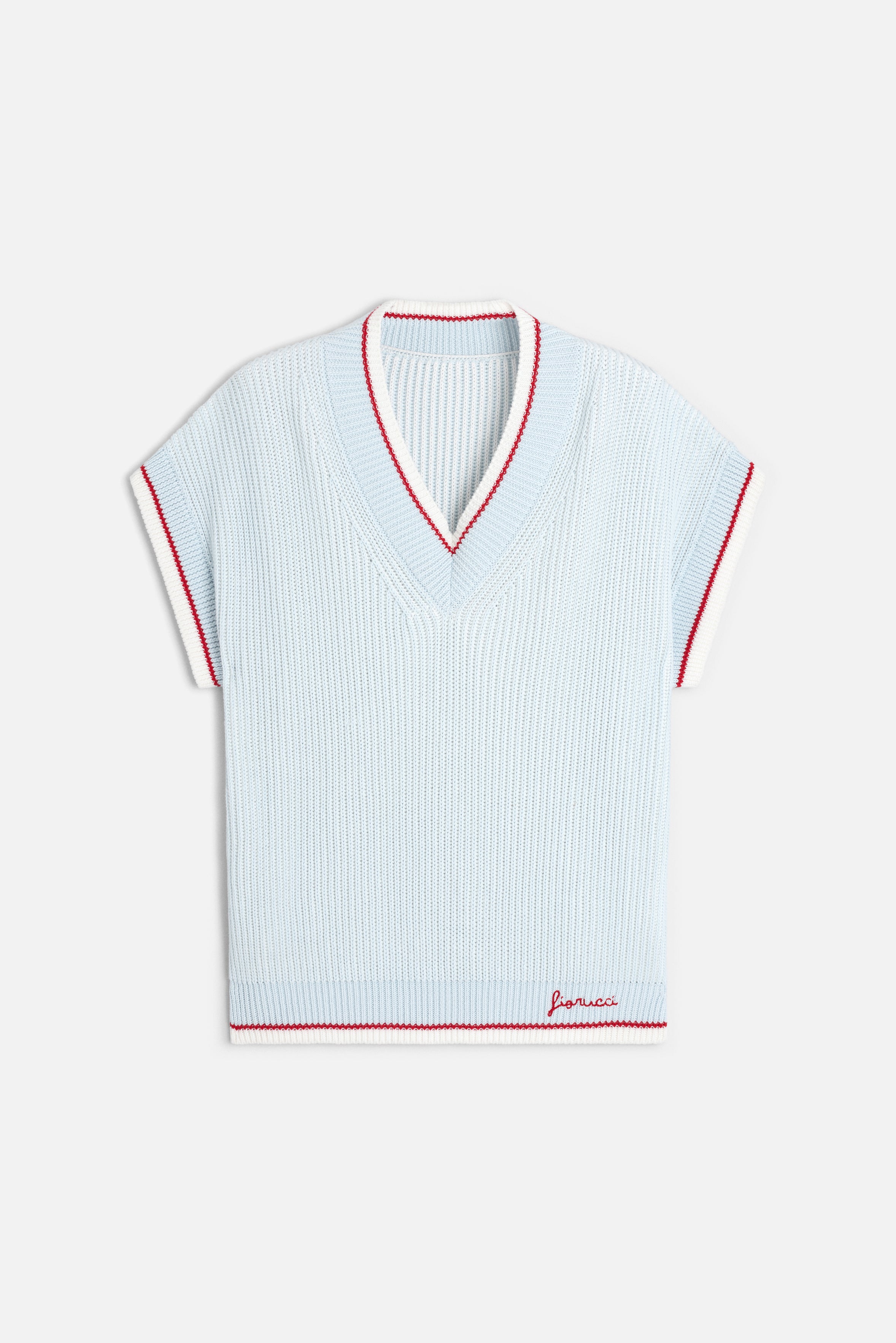 Striped V-Neck Vest Light Blue