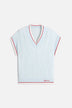 Gilet con Scollo a V e Dettagli a Righe Azzurro