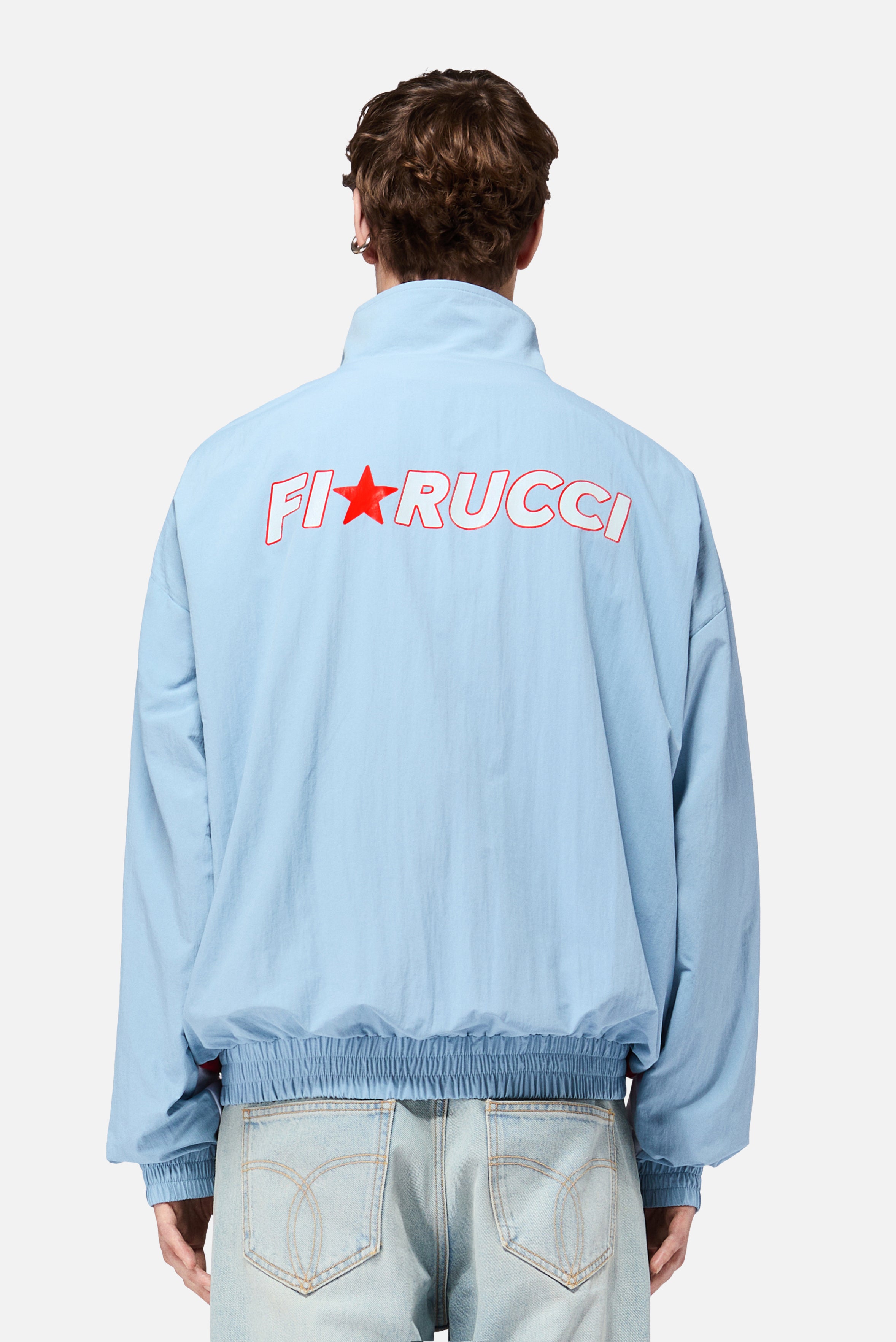 Fiorucci フリンジ レザージャケット 青 ダブル ヘリックス Double Helix レザージャケット メンズ レディース