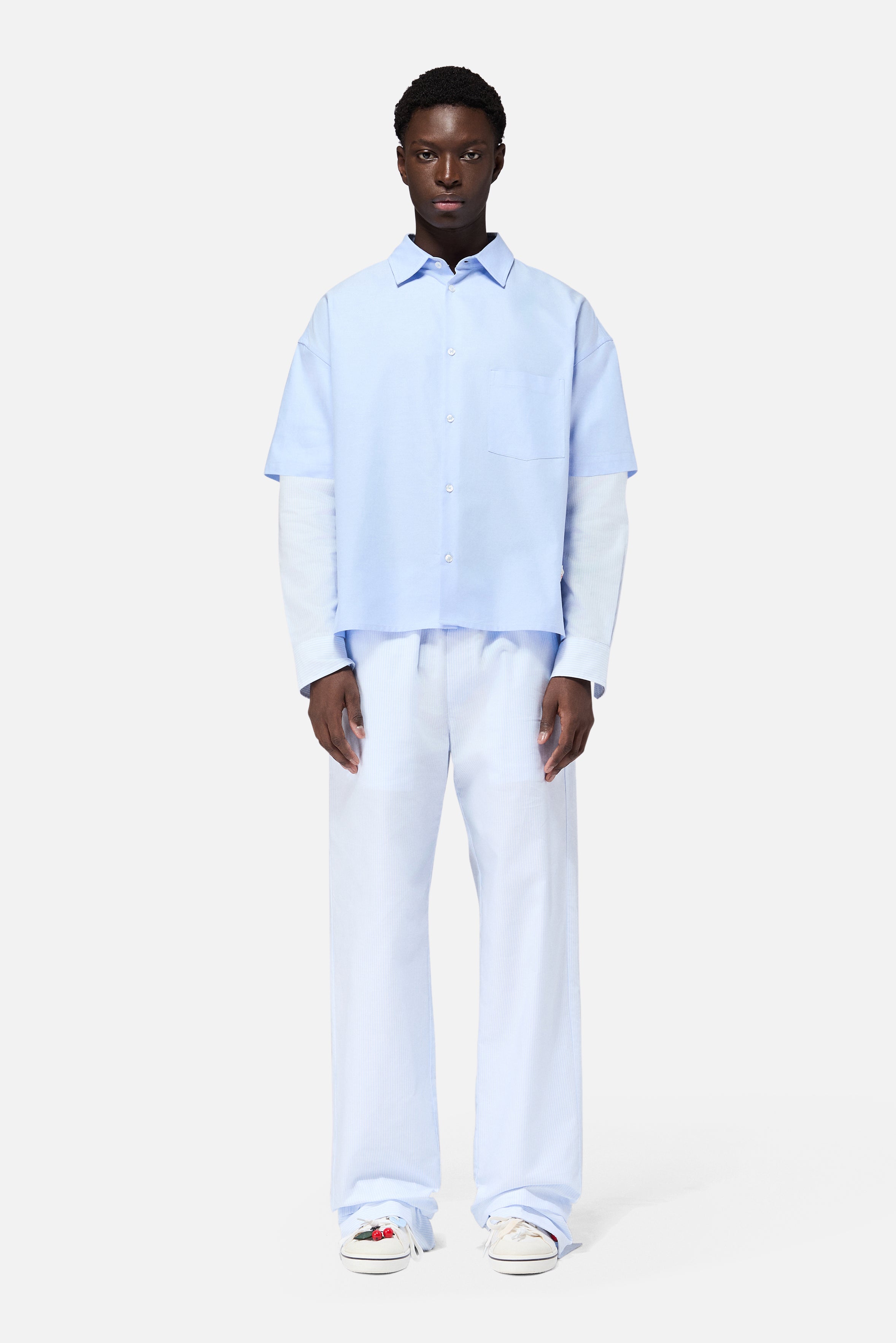 Layered Sleeve Shirt Light Blue