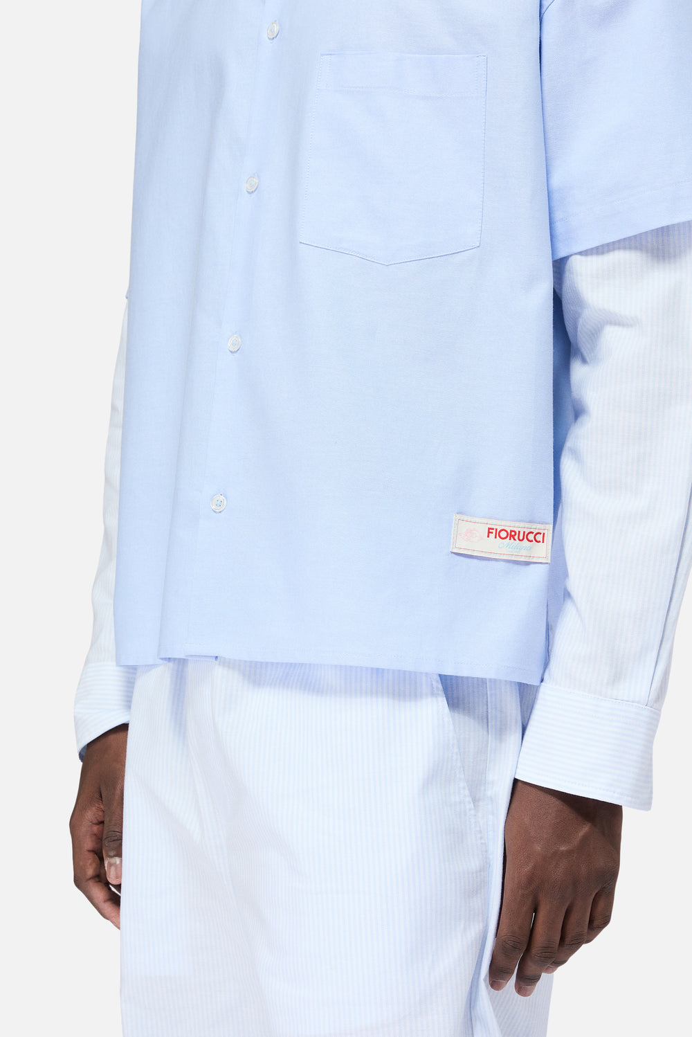 Layered Sleeve Shirt Light Blue