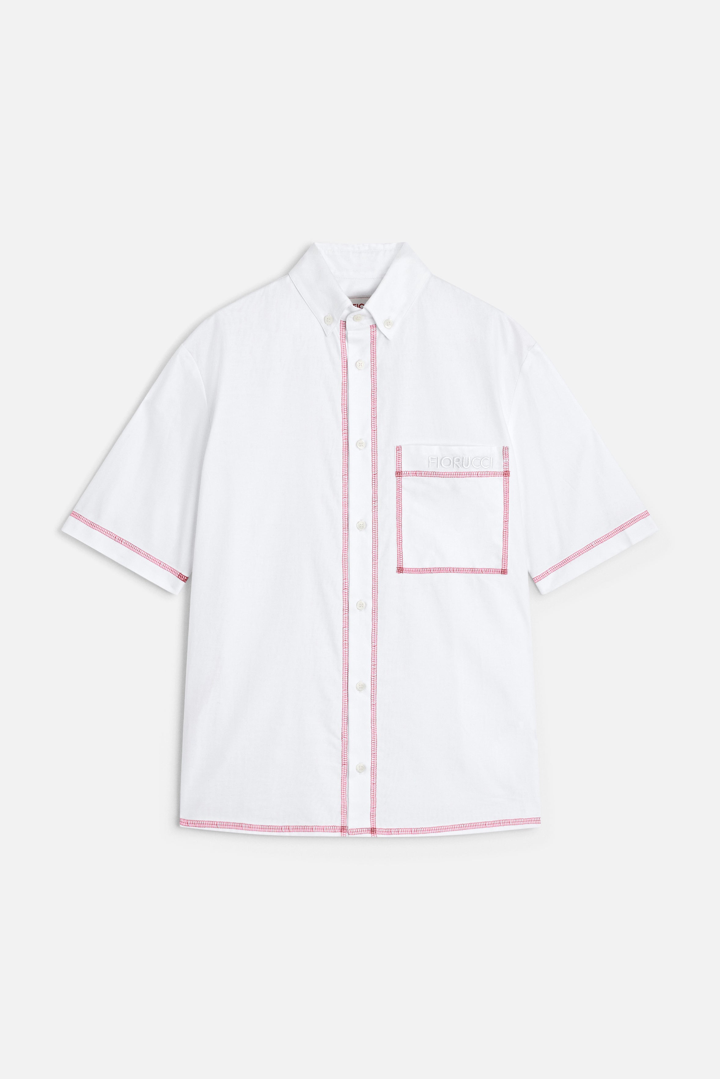 Shirt with Contrast Stitching White