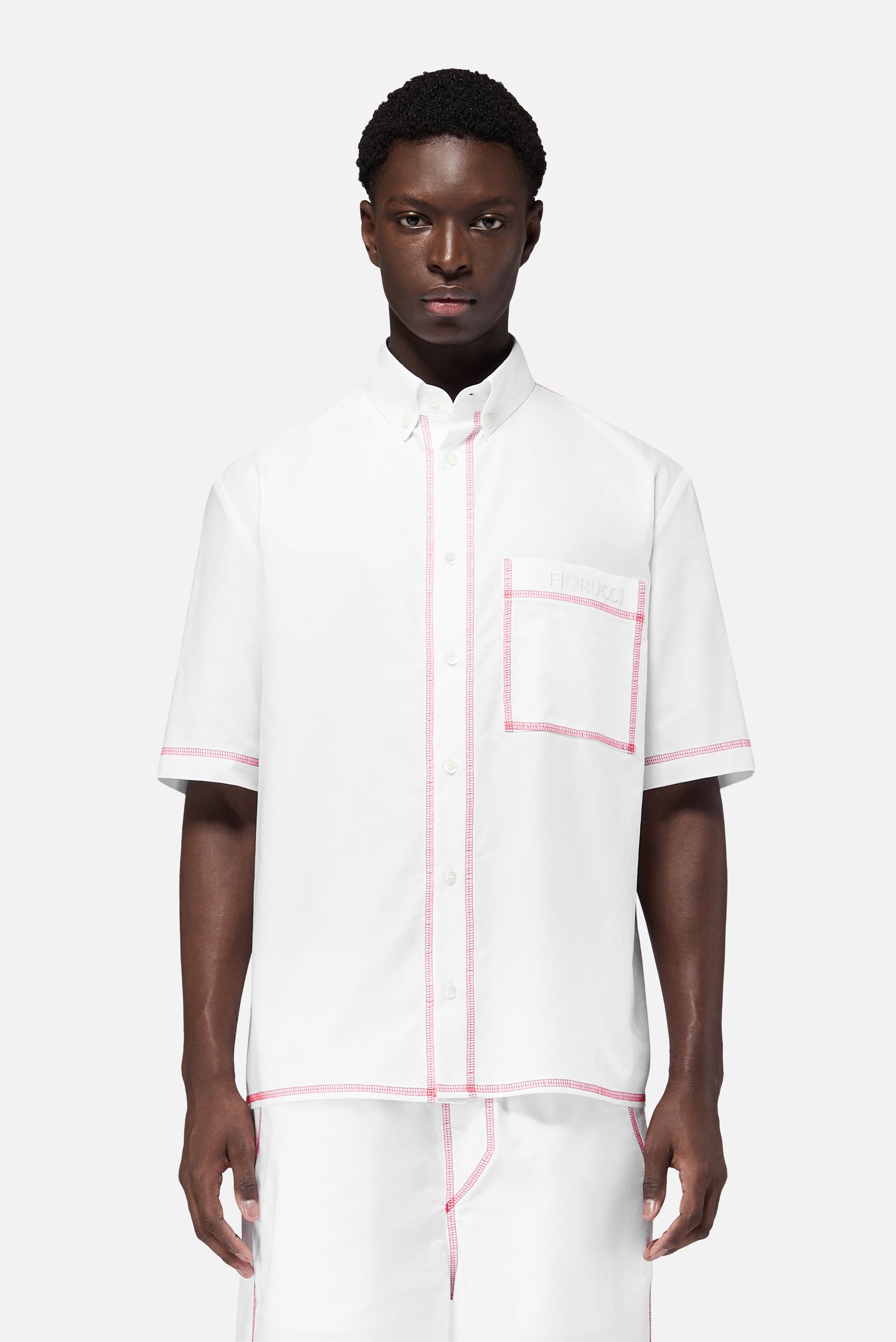 Shirt with Contrast Stitching White