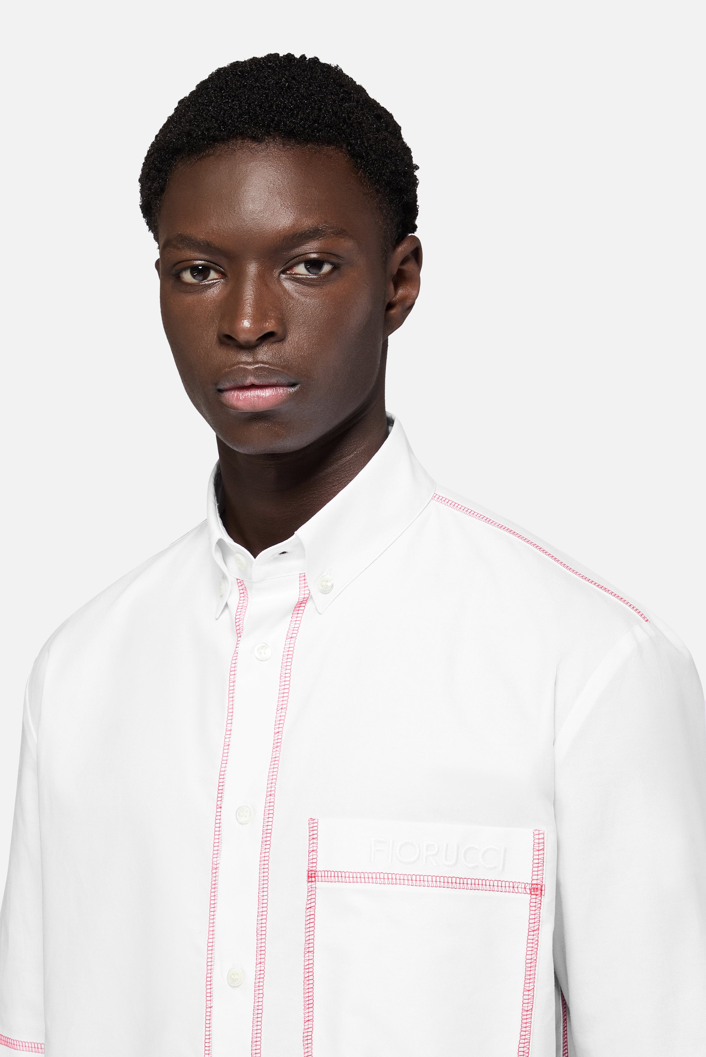 Shirt with Contrast Stitching White
