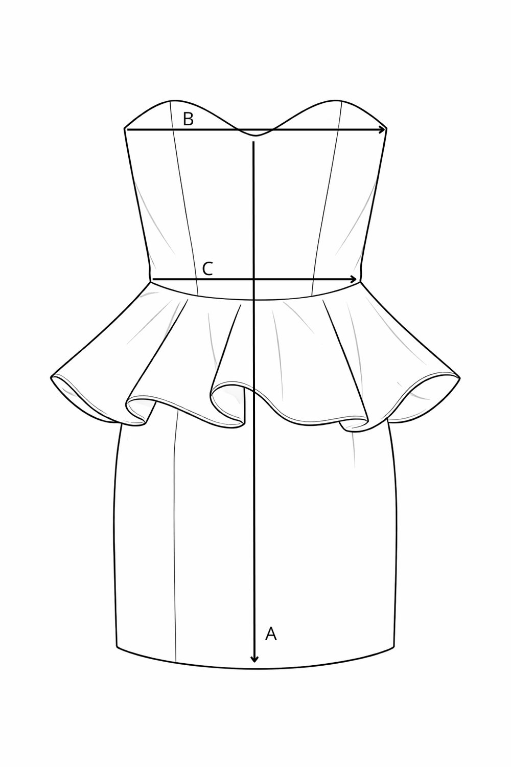 peplum dress sketch design drawingCorset peplum dress, @ezumi.official #EZUMi # #2024SS #designdrawing