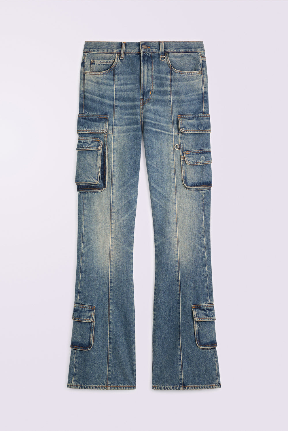 Unisex Multipocket Flare Jeans Mid Blue